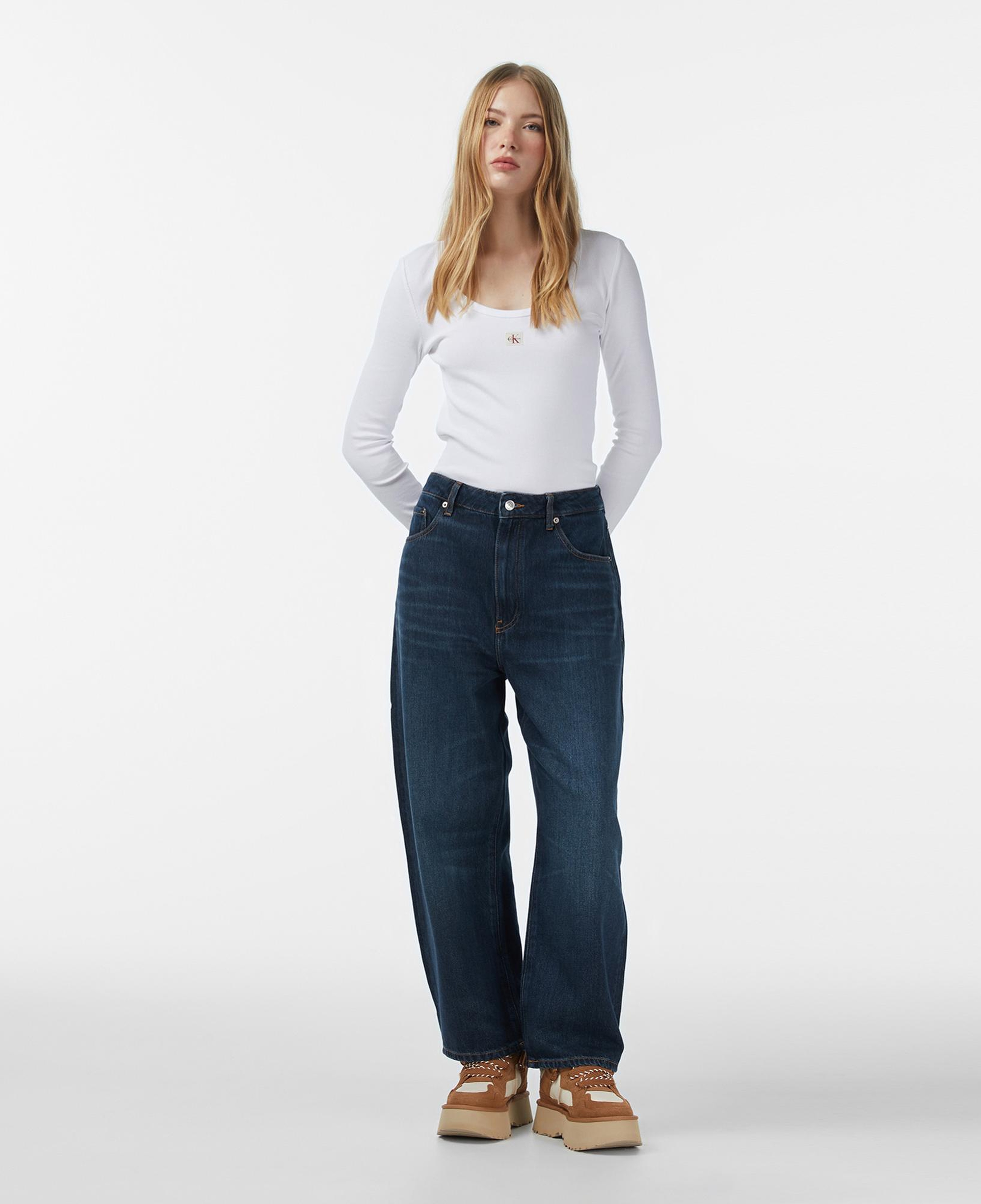 Calvin Klein Woven Label Kadın Beyaz T-Shirt