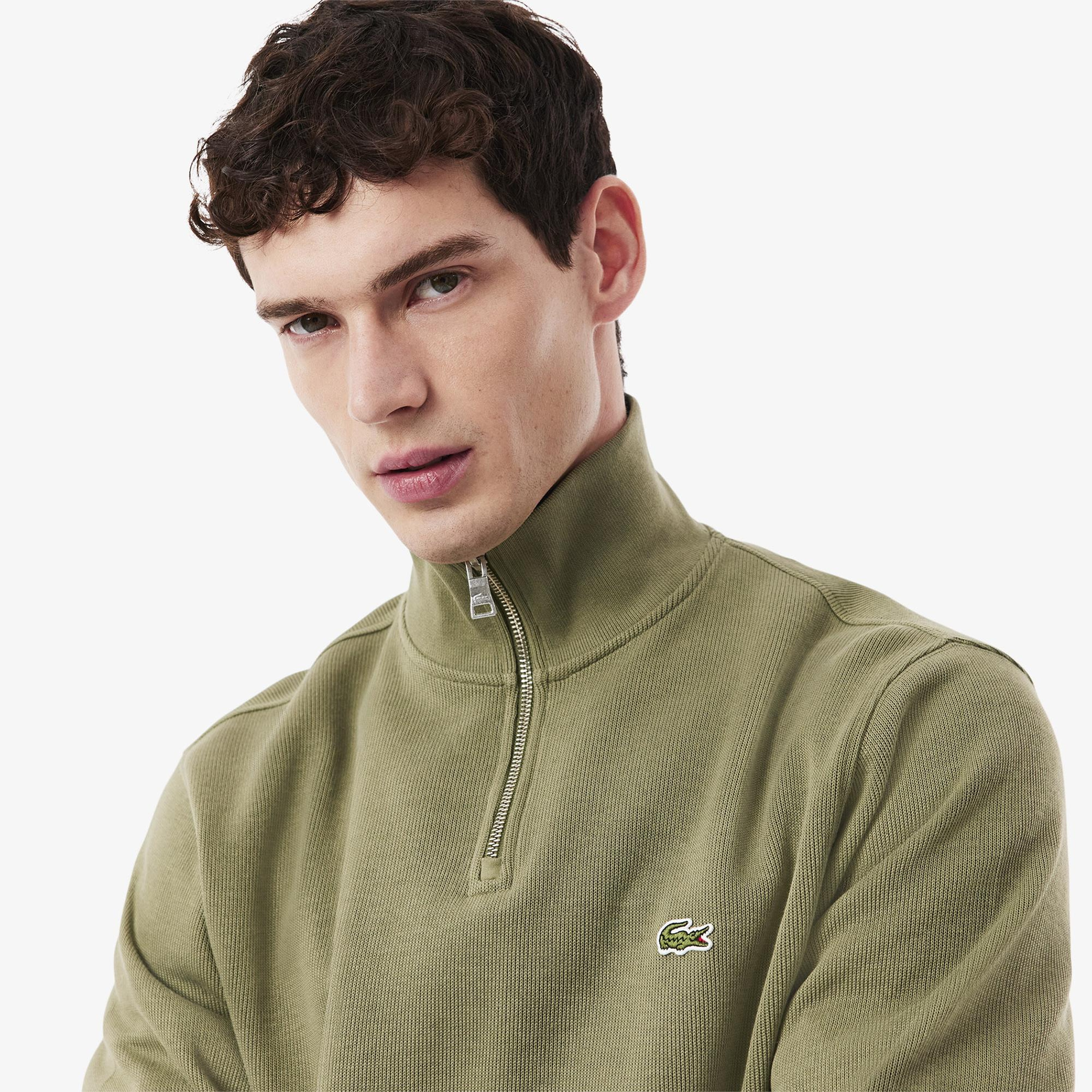 Lacoste Erkek Classic Fit Yarım Fermuarlı Haki Sweatshirt