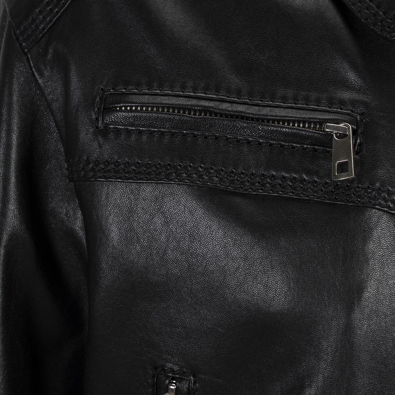 Kadın Siyah Yakalı Deri Bomber Ceket