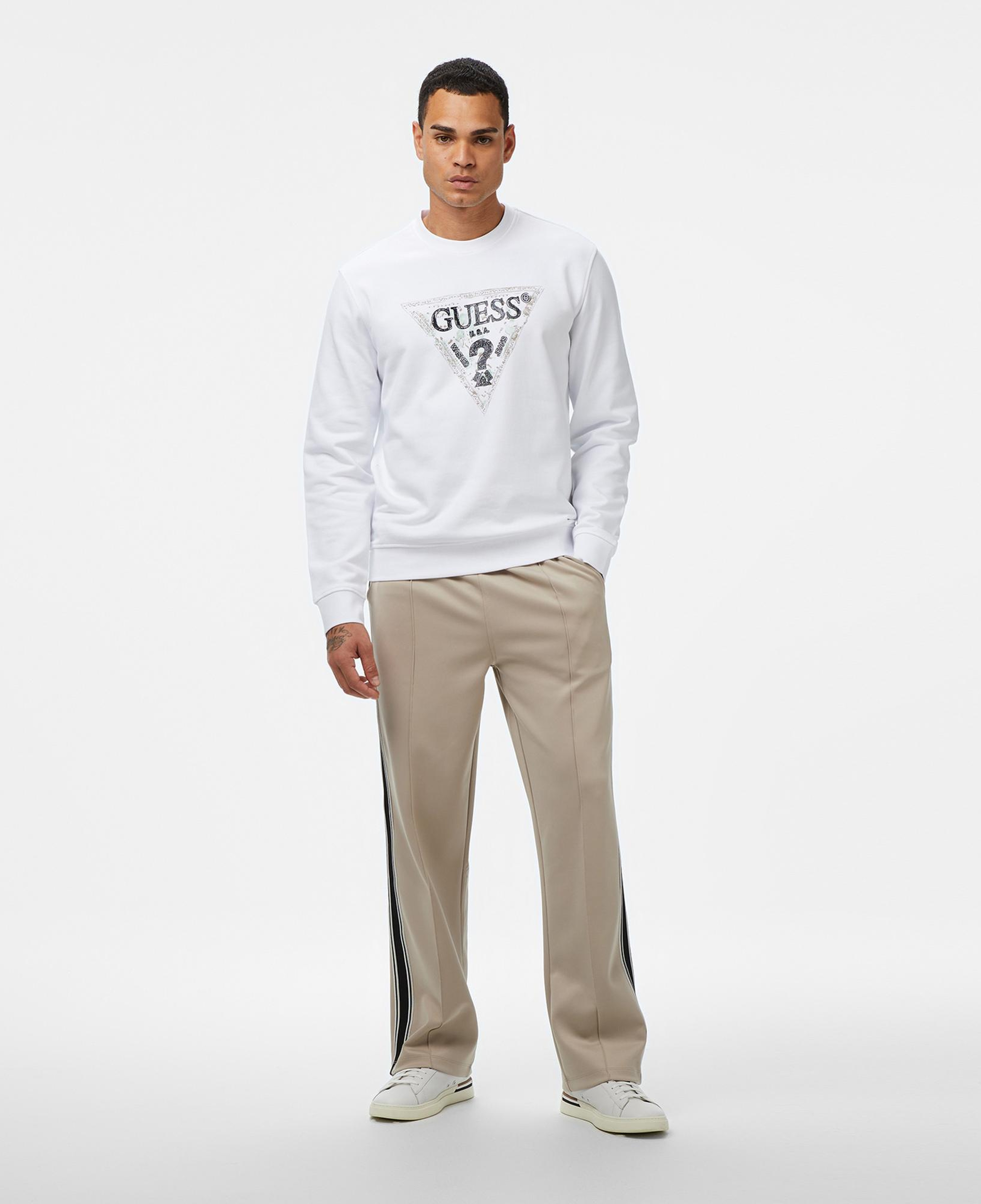 Guess Triangle Erkek Beyaz Sweatshirt