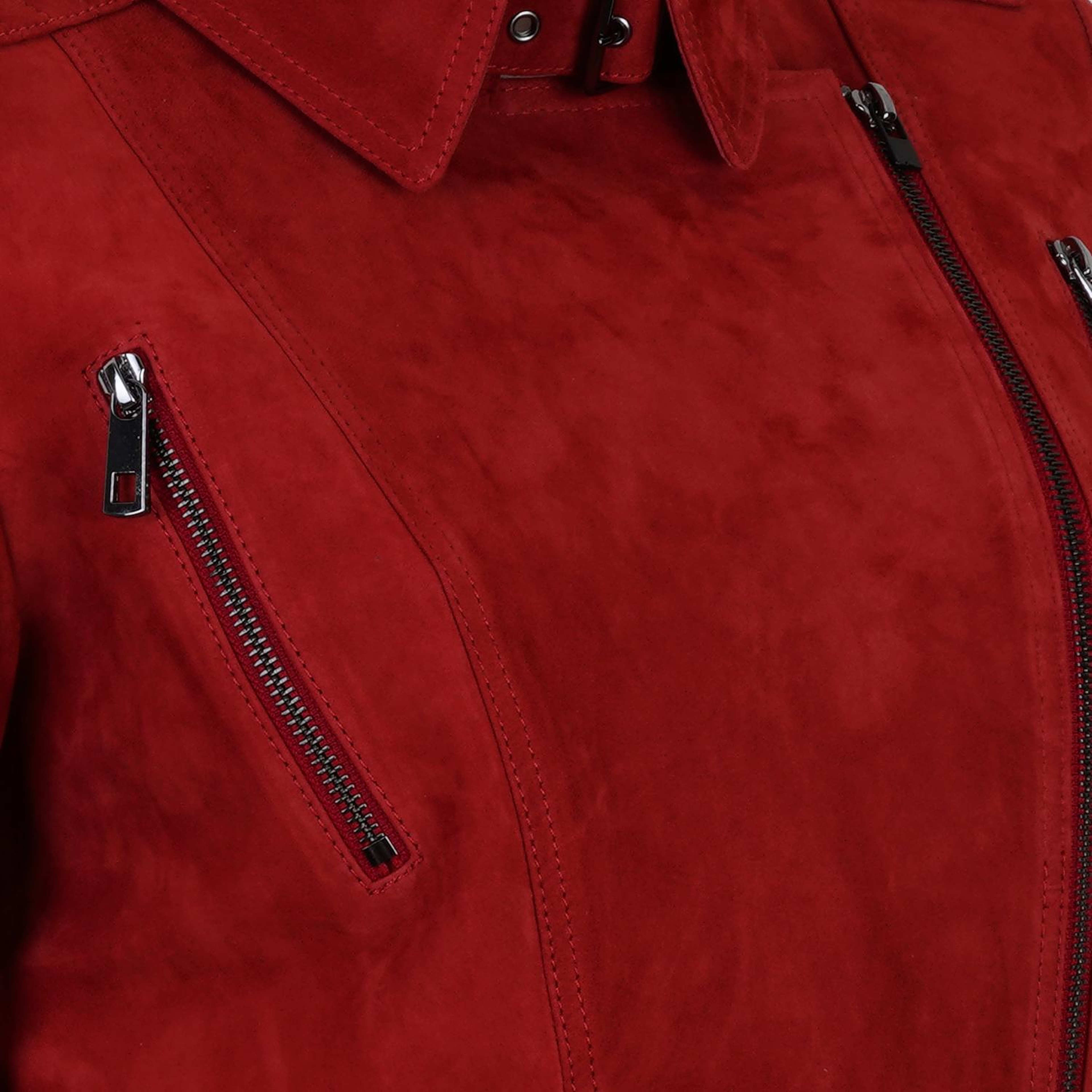 Kadın Kırmızı Süet Deri Ceket