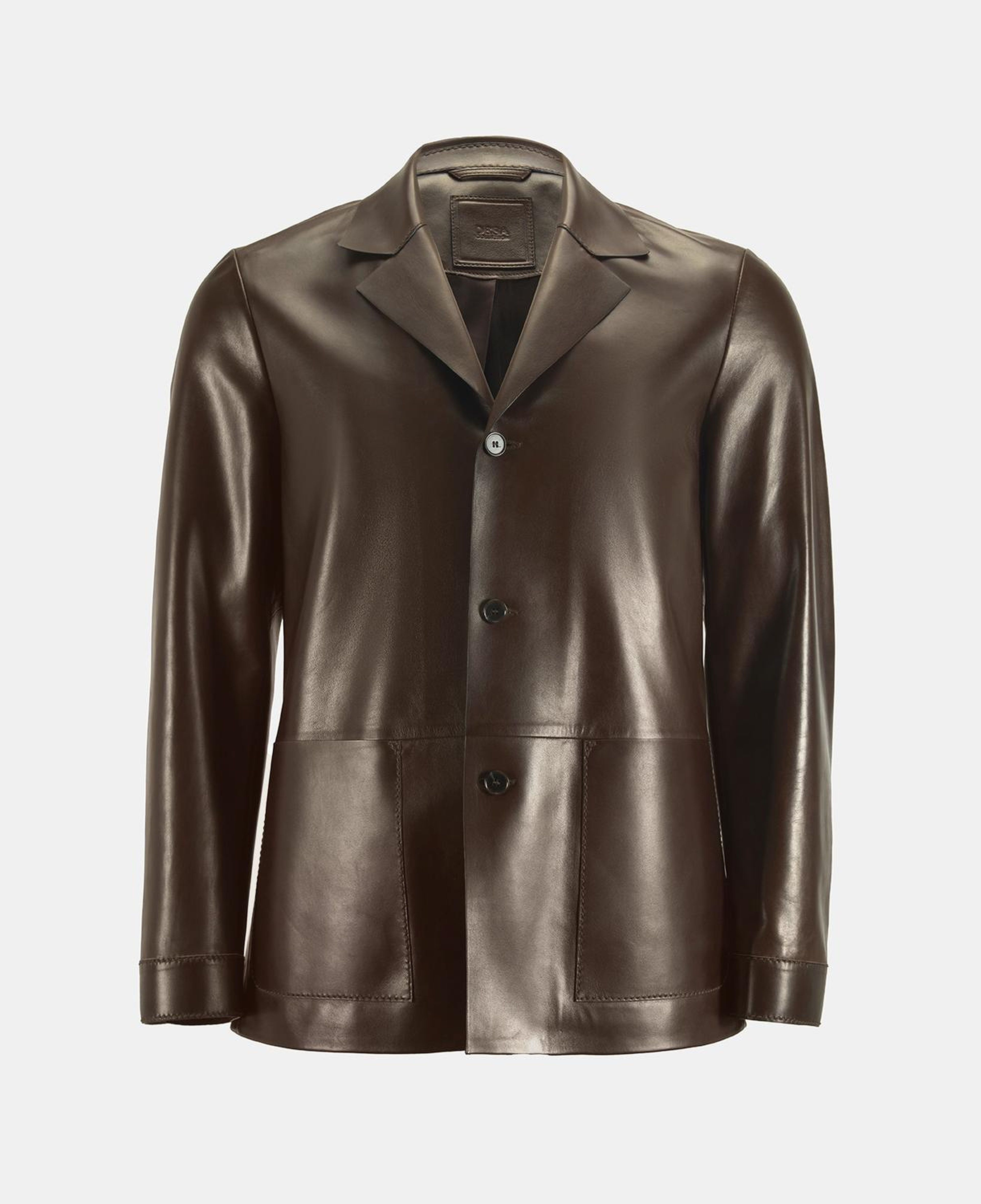 Erkek Kahve Gömlek Yaka Deri Blazer Ceket