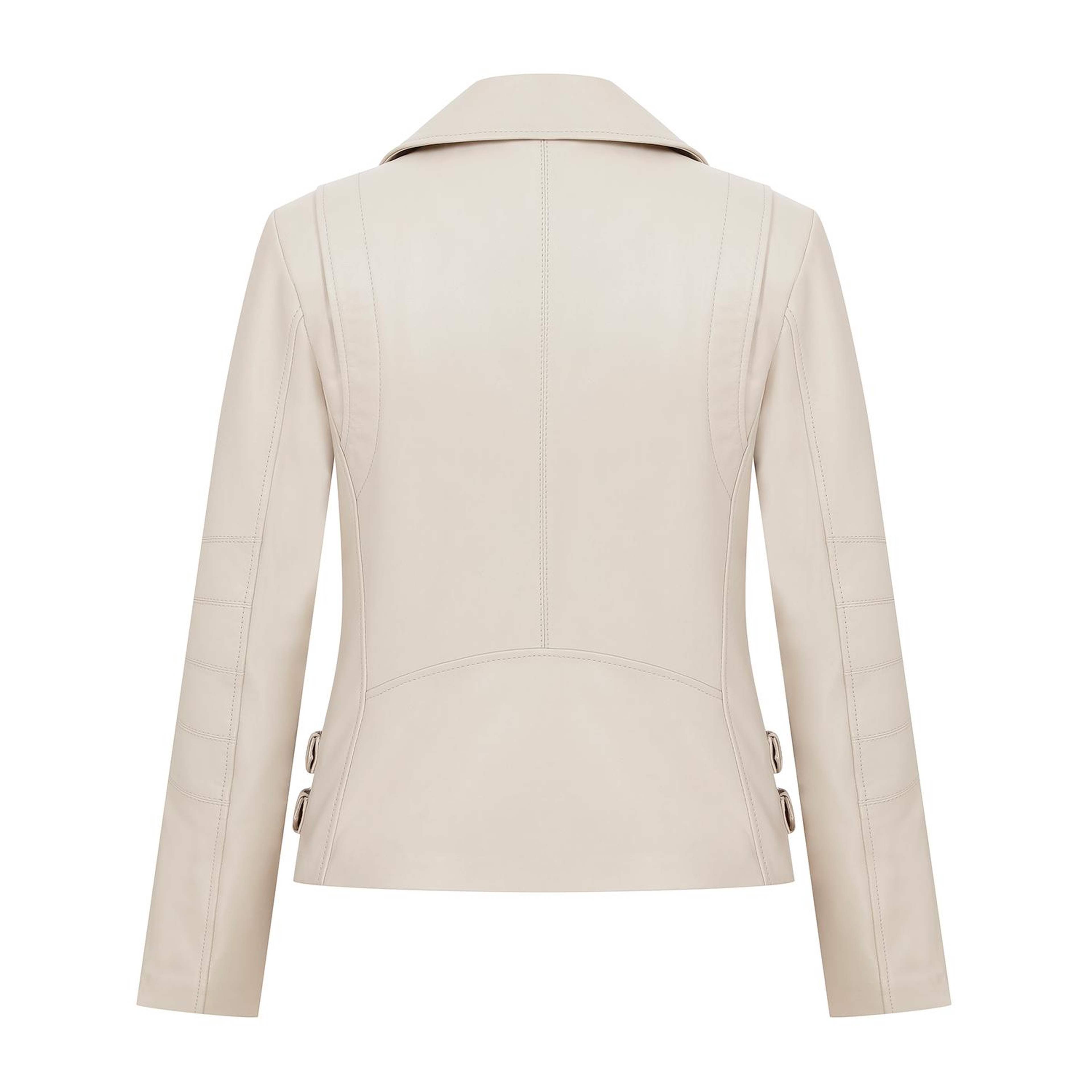 Adsilla Krem Kadın Deri Biker Ceket