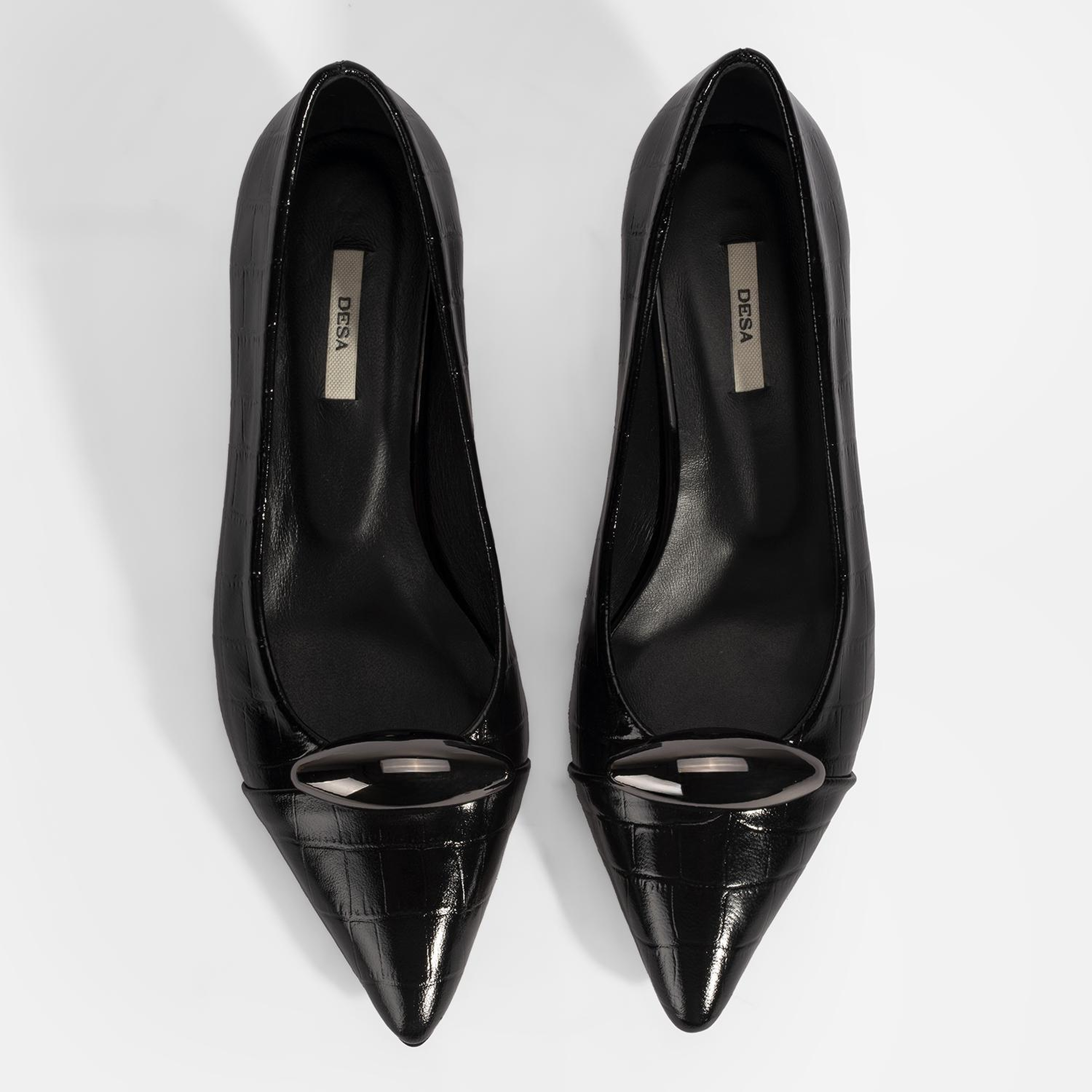 Kadın Siyah Kroko Baskılı Deri Topuklu Ayakkabı