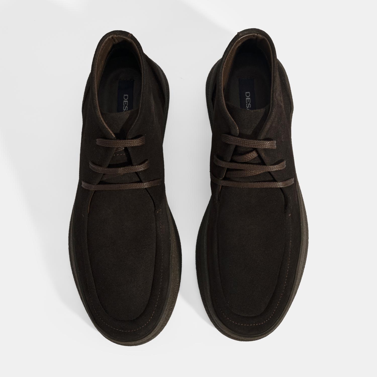 Erkek Kahve Bağcıklı Süet Deri Bot