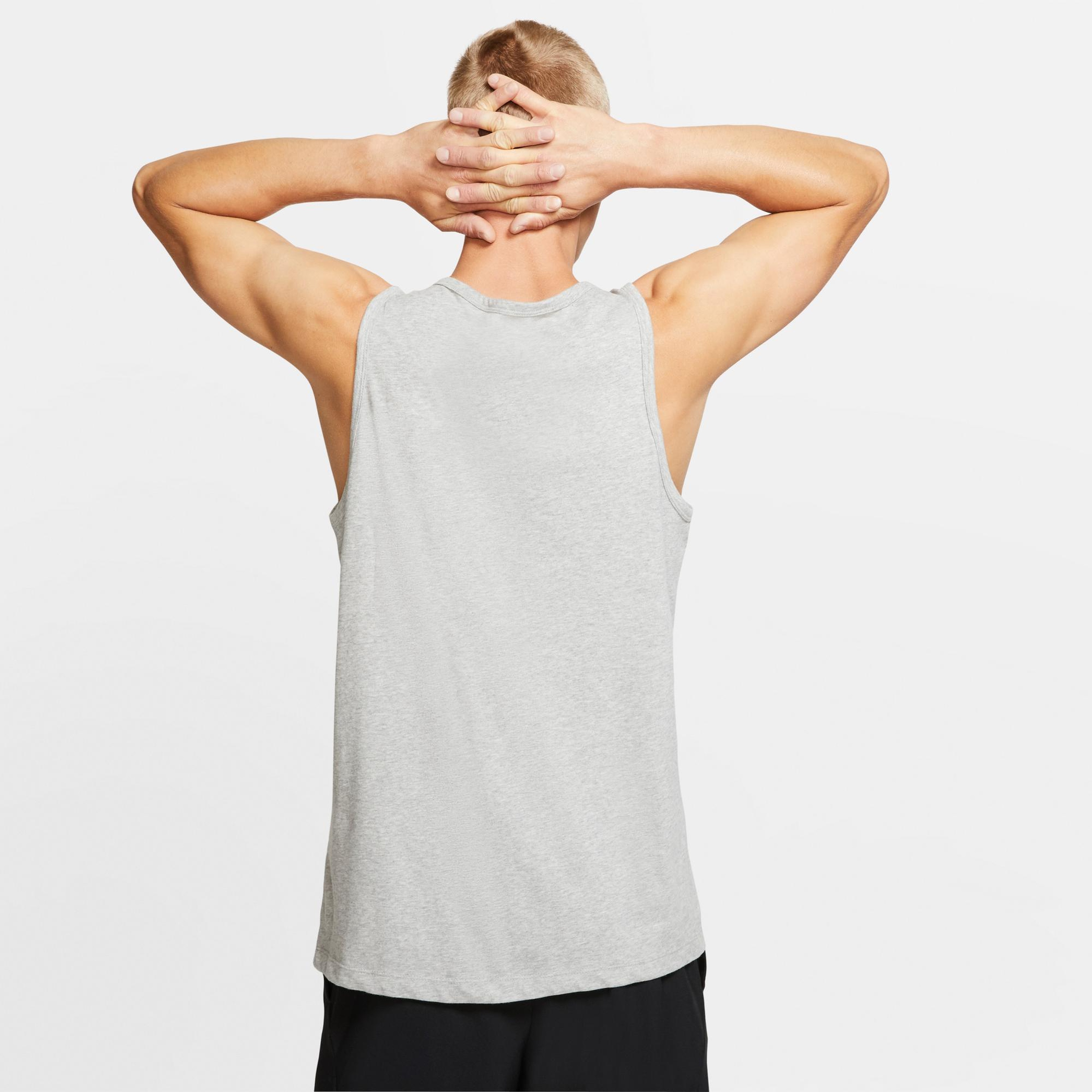 Nike Dri-Fit Tank Solid Erkek Gri Kolsuz T-Shirt