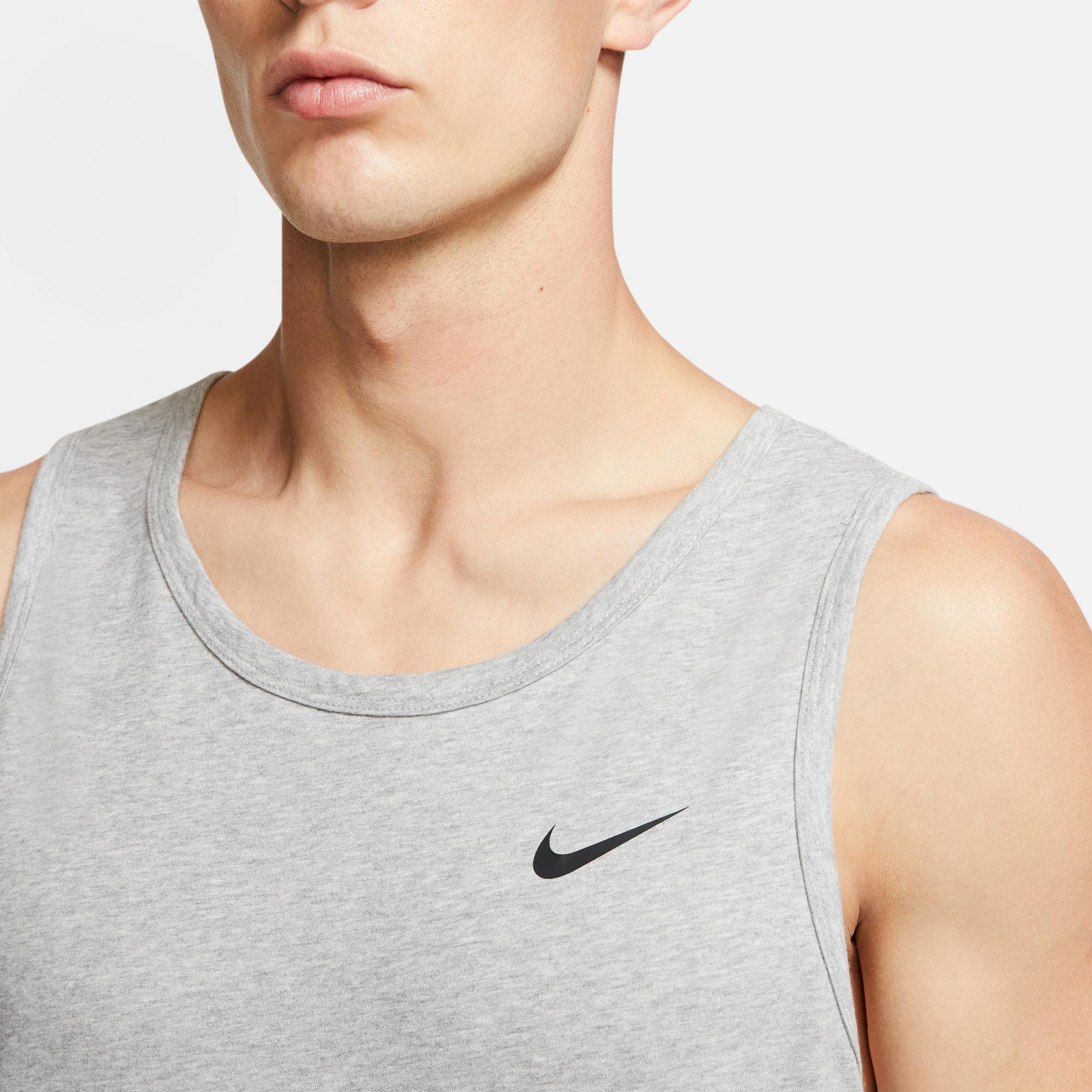 Nike Dri-Fit Tank Solid Erkek Gri Kolsuz T-Shirt
