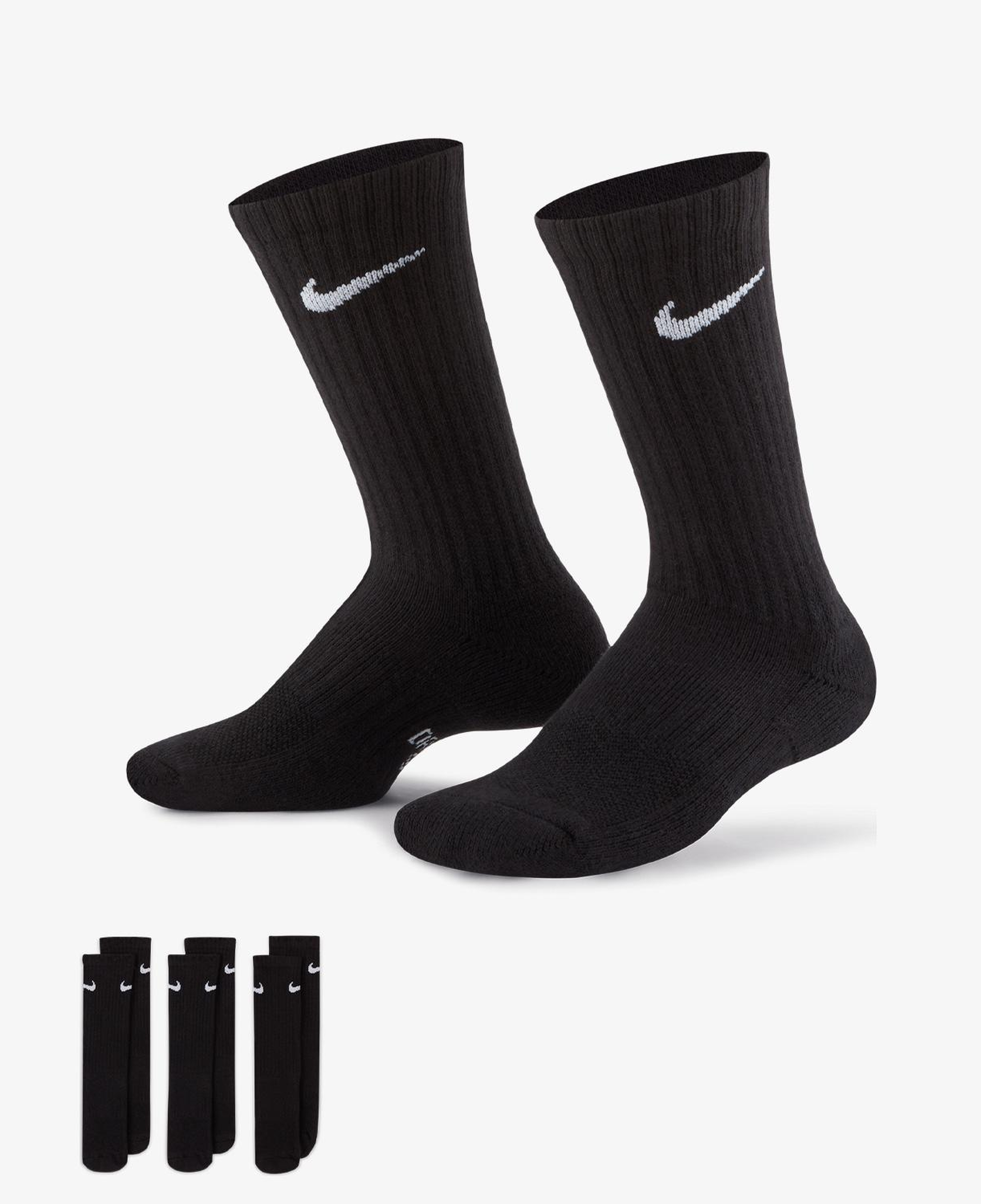 Nike Everyday Cush Crew 3'lü Çocuk Siyah Çorap