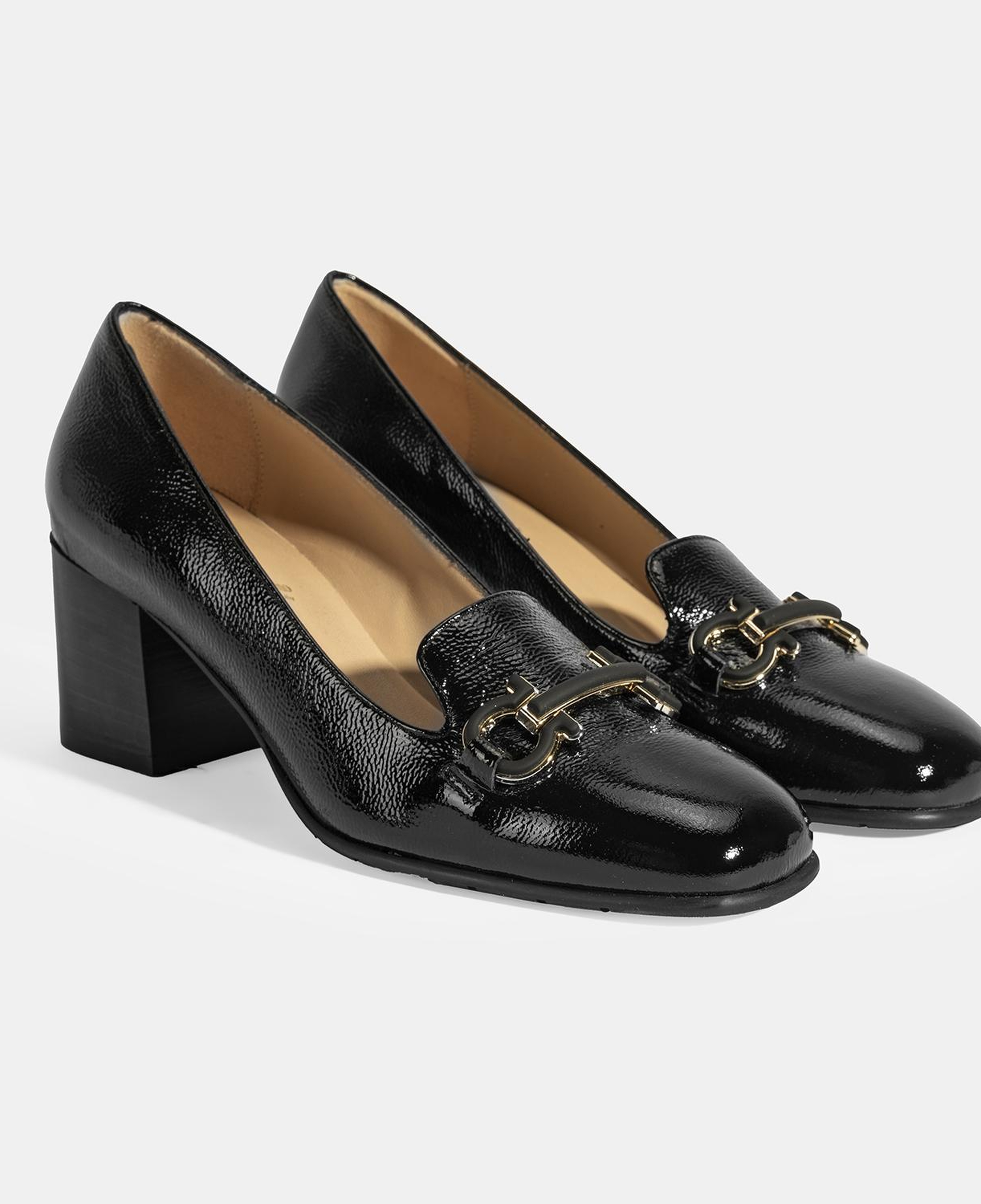 Luca Grossi Kadın Siyah Toka Aksesuarlı Rugan Topuklu Ayakkabı