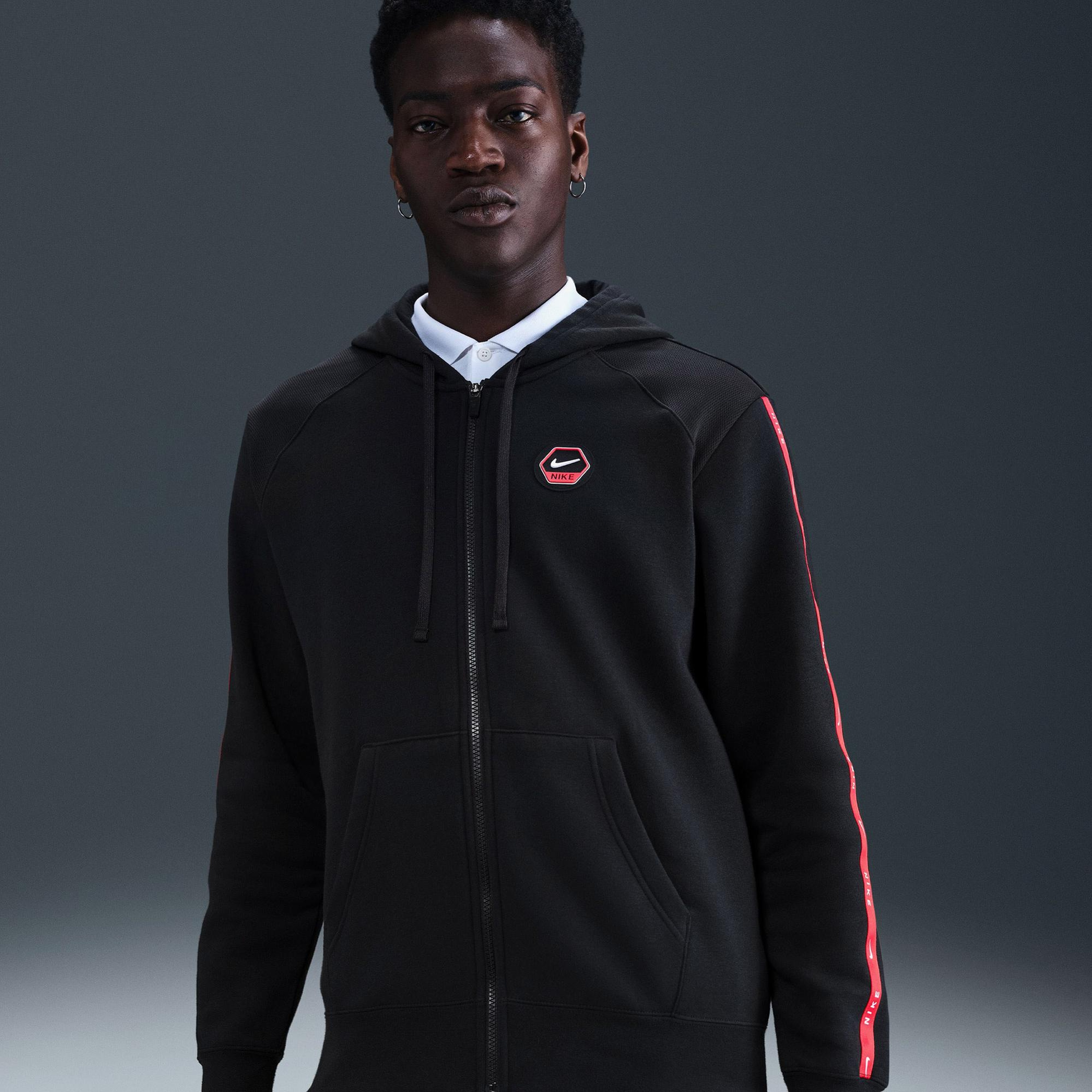Nike Sportswear City Side Fleece Erkek Siyah Kapüşonlu Hoodie