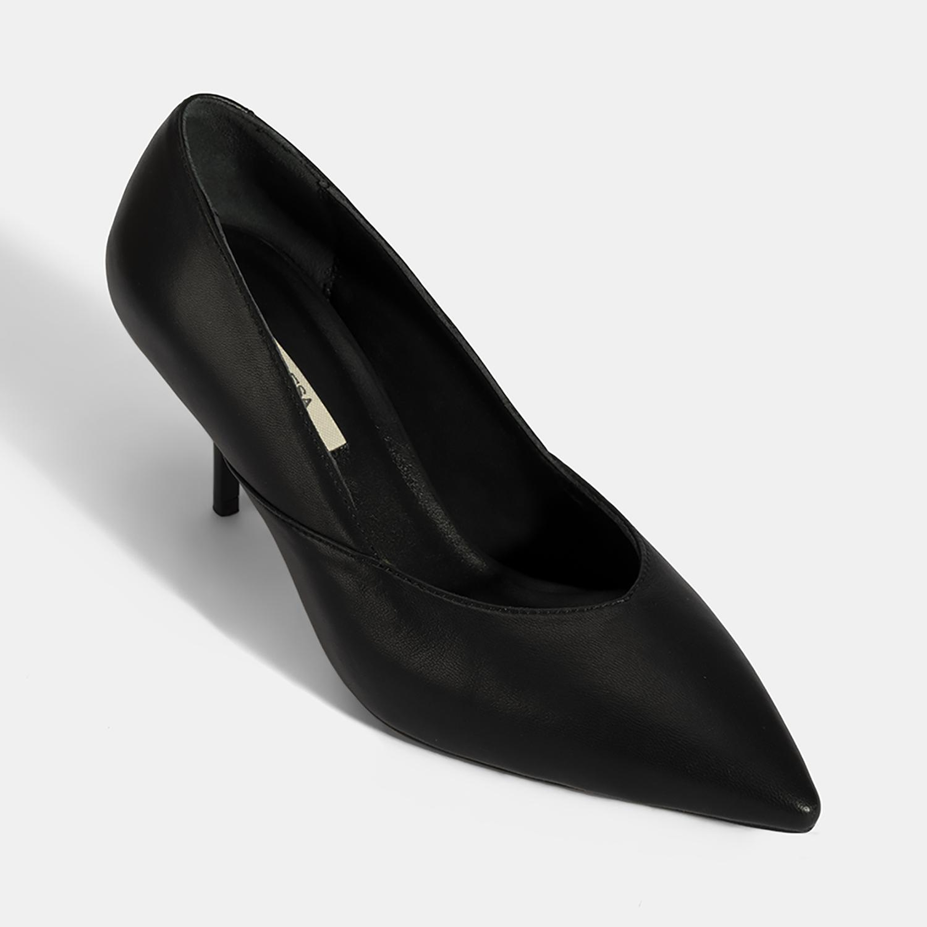 Kadın Siyah Deri Topuklu Klasik Ayakkabı