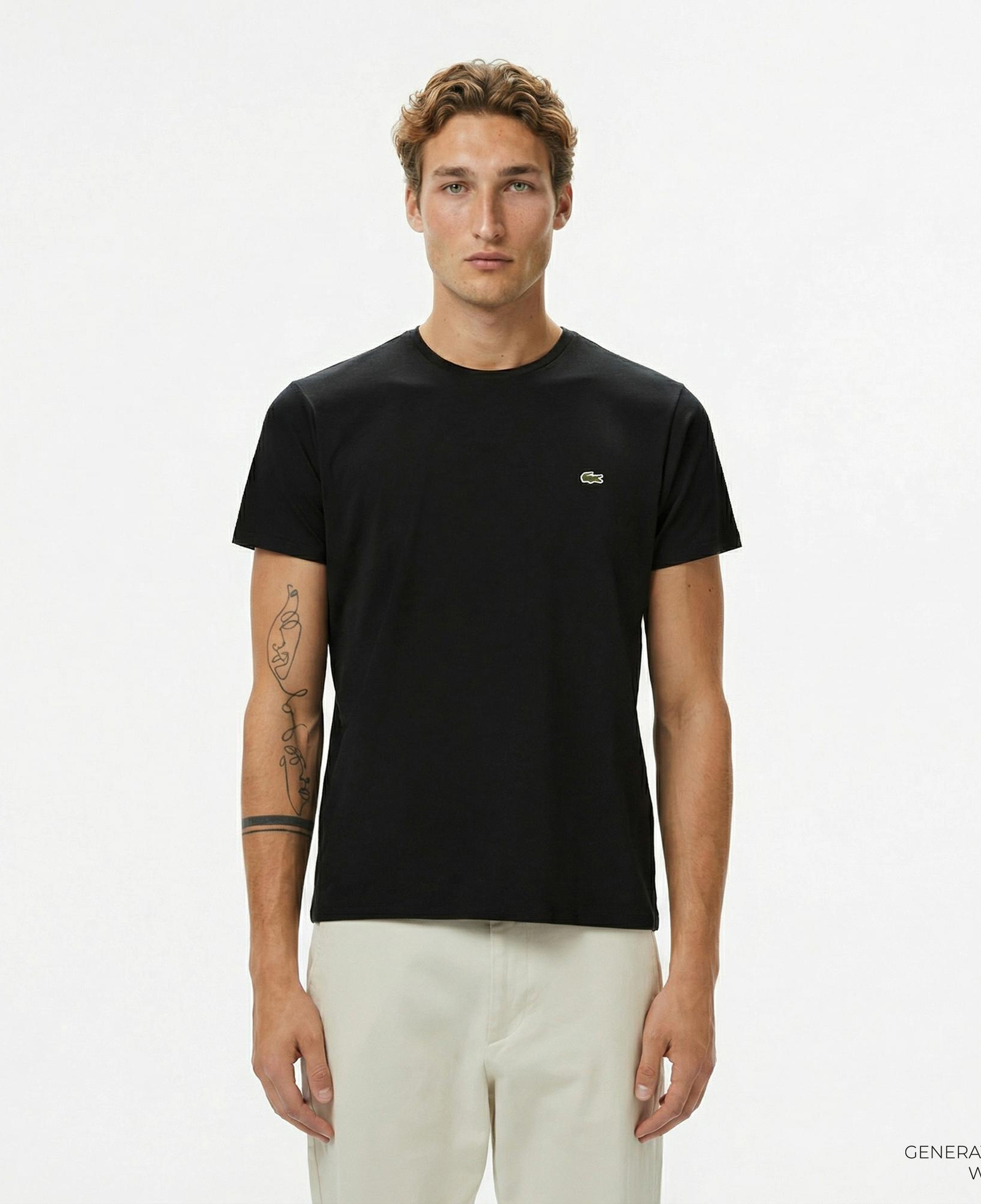Lacoste Erkek Slim Fit Bisiklet Yaka Siyah T-Shirt