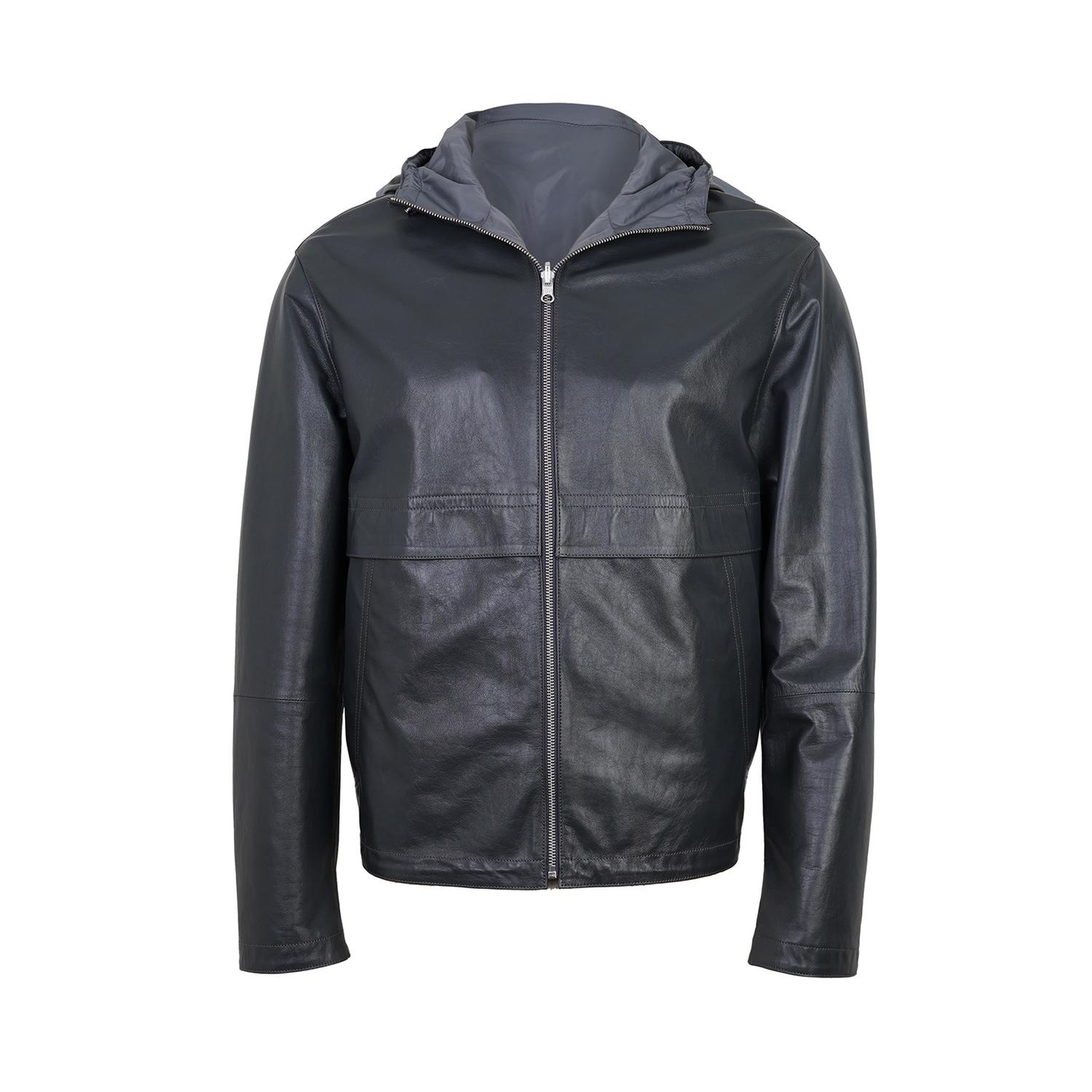 Alanzo Gri Erkek Çift Taraflı Bomber Deri Ceket