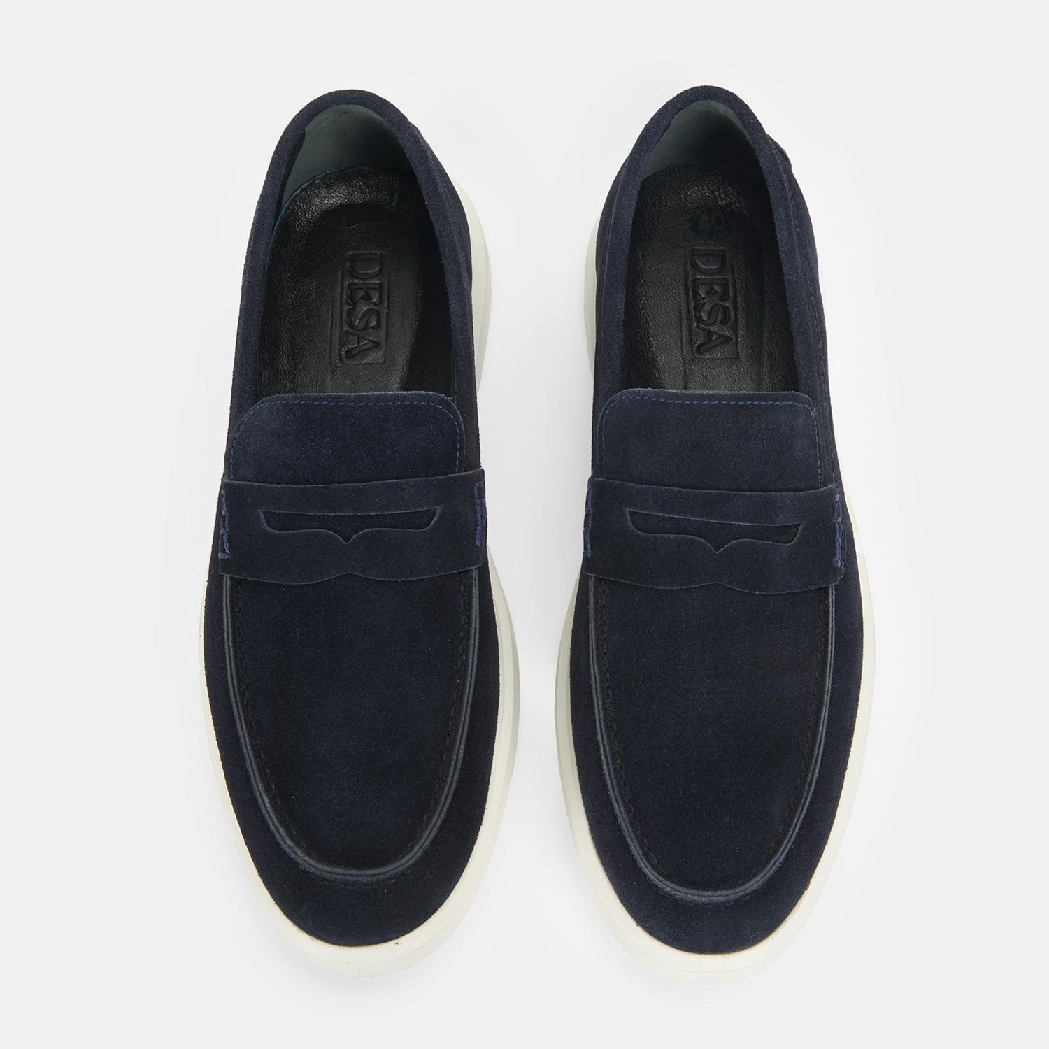 Erkek Lacivert Slip-On Süet Loafer