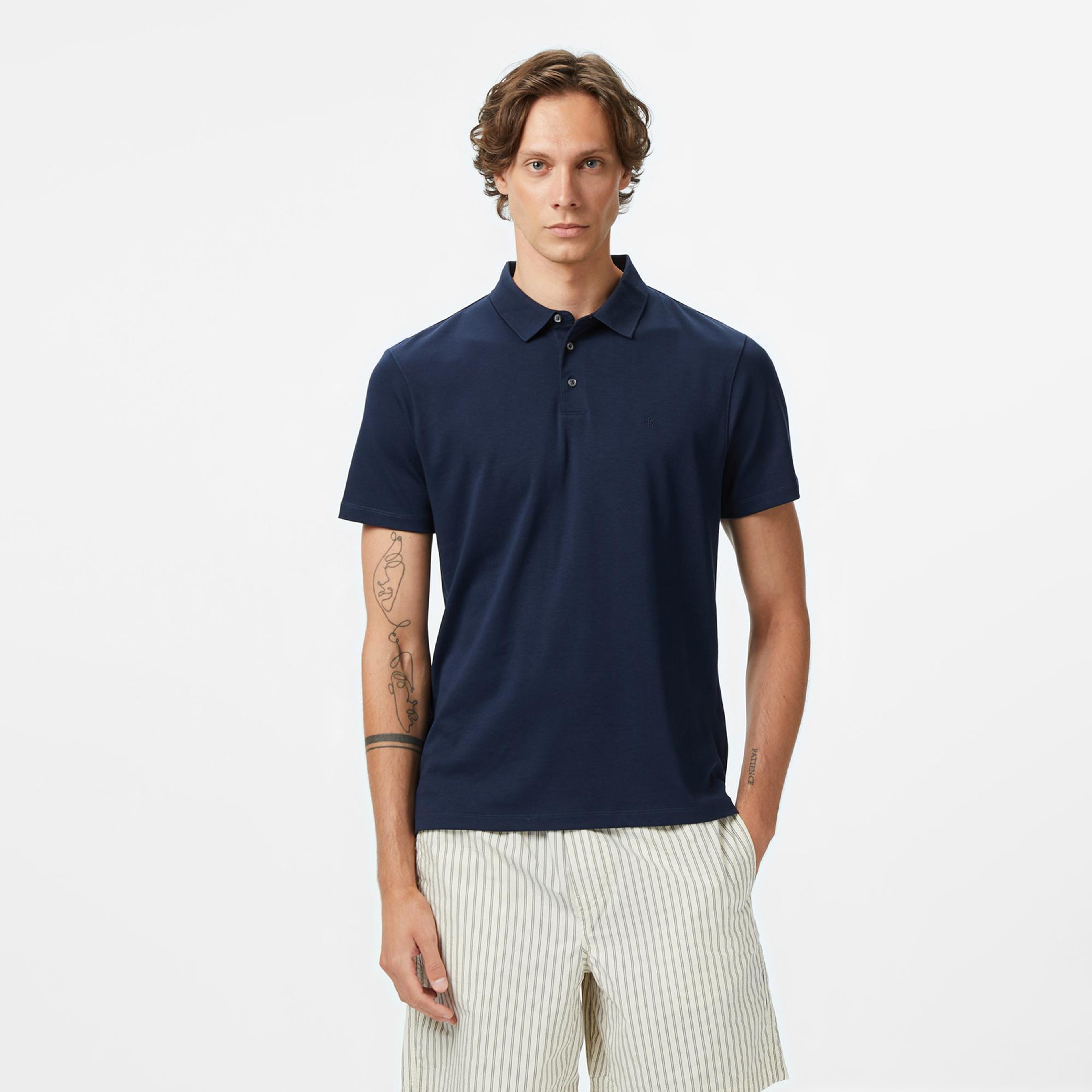Calvin Klein Supima Erkek Lacivert Polo