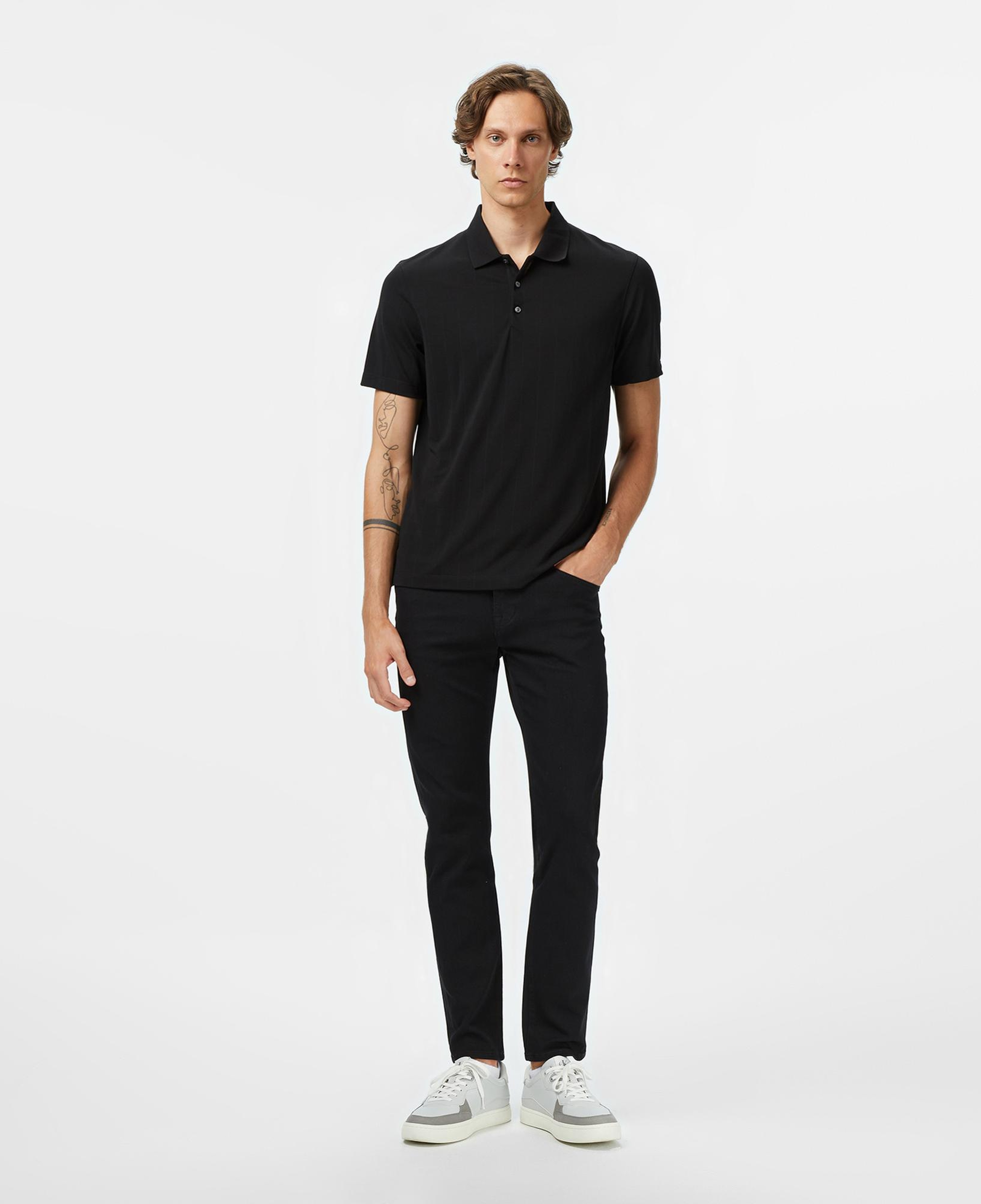 Calvin Klein Stripe Jacquard Erkek Siyah Polo