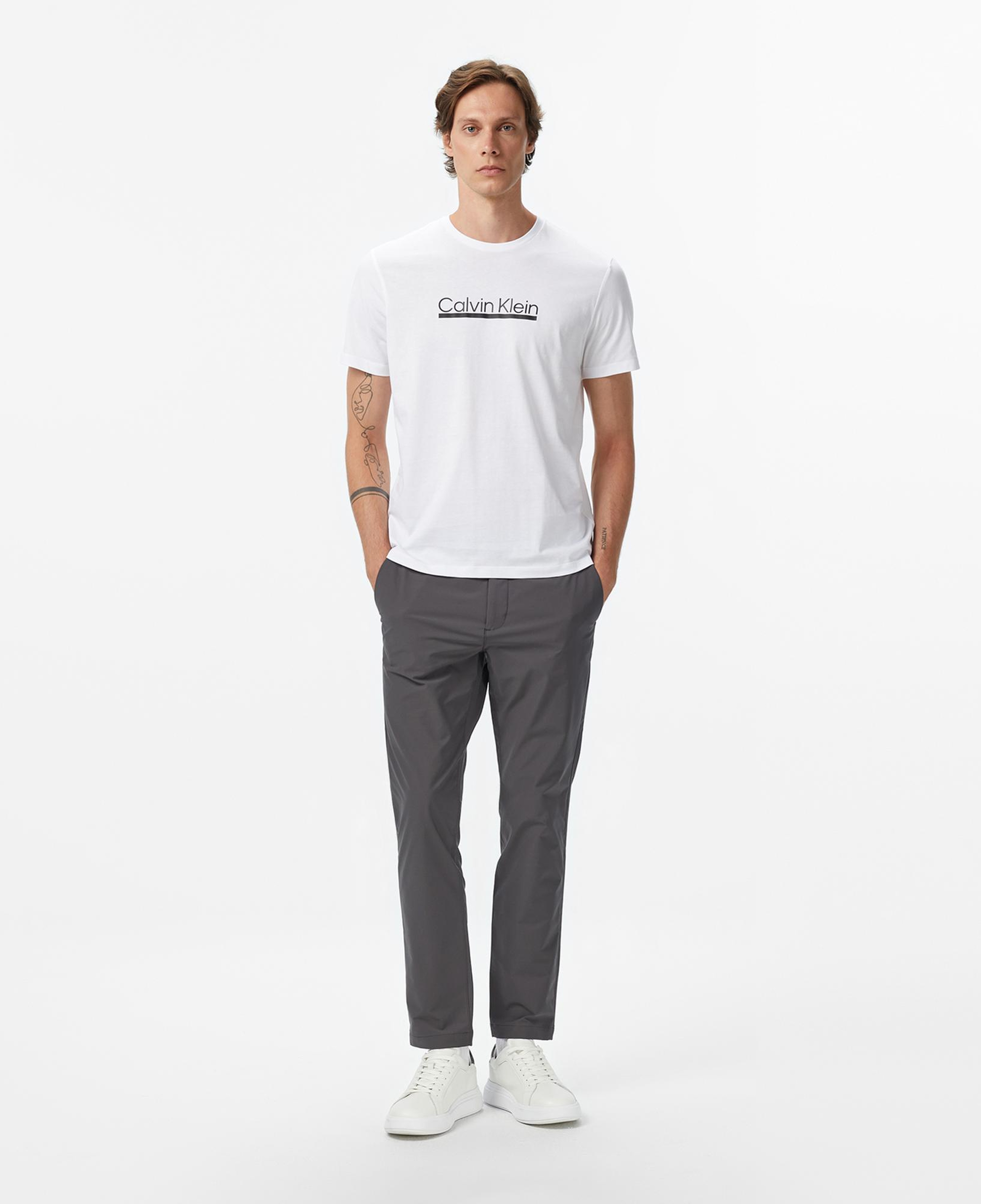 Calvin Klein Outline Tape Graphic Erkek Beyaz T-Shirt