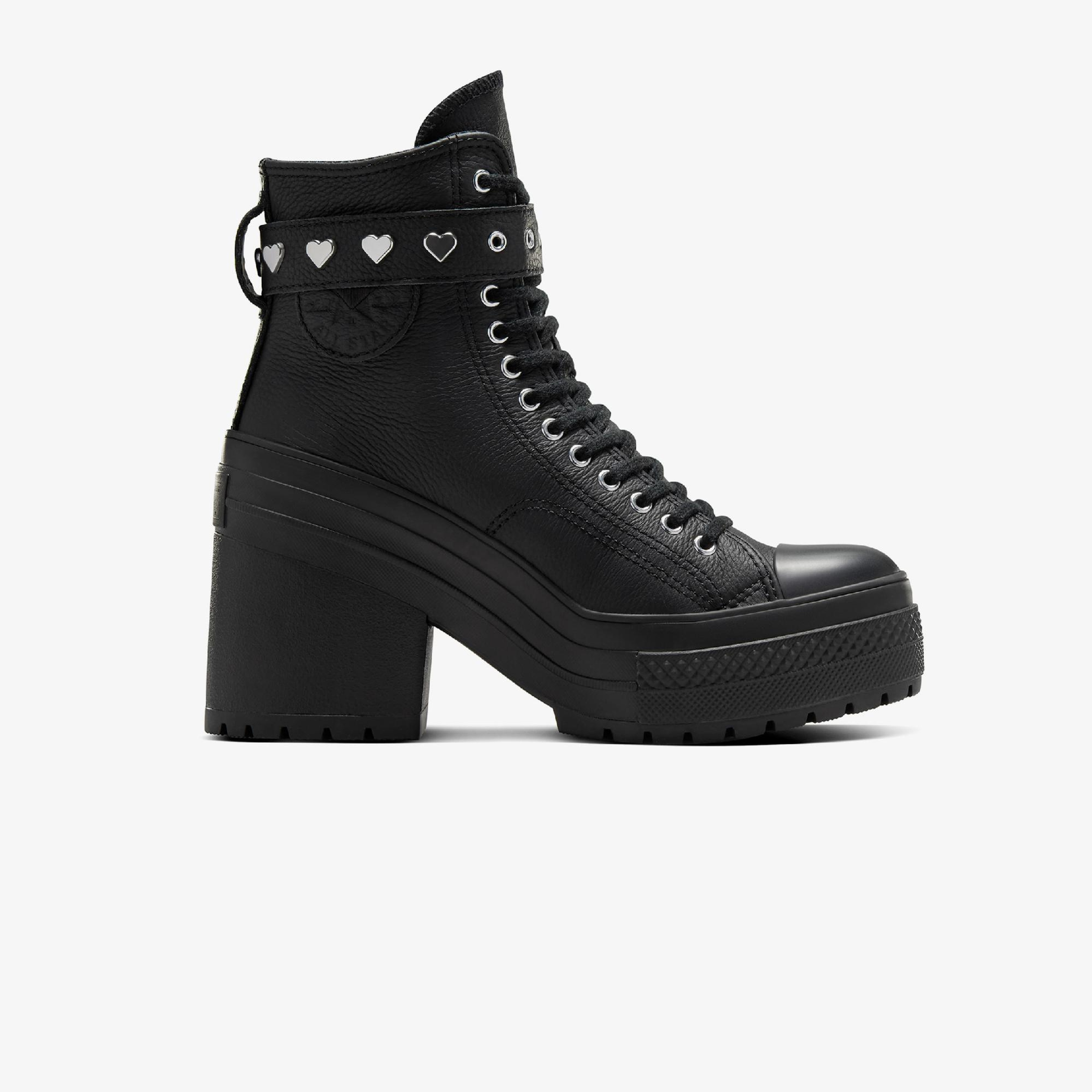 Converse Chuck 70 De Luxe Heel Unisex Siyah Deri Platform Dark Romance Sneaker