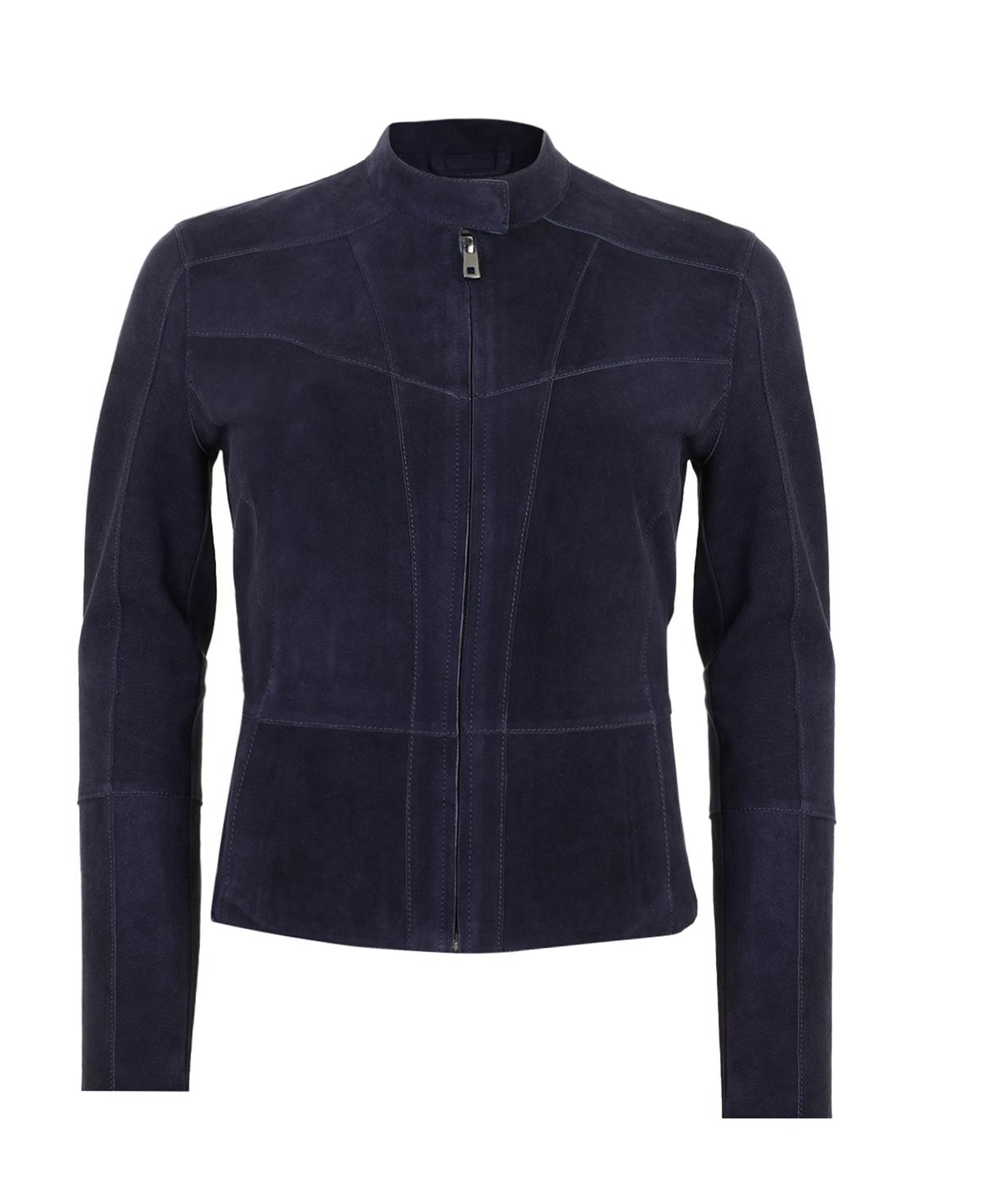 Chantoya Lacivert Kadın Biker Süet Deri Ceket