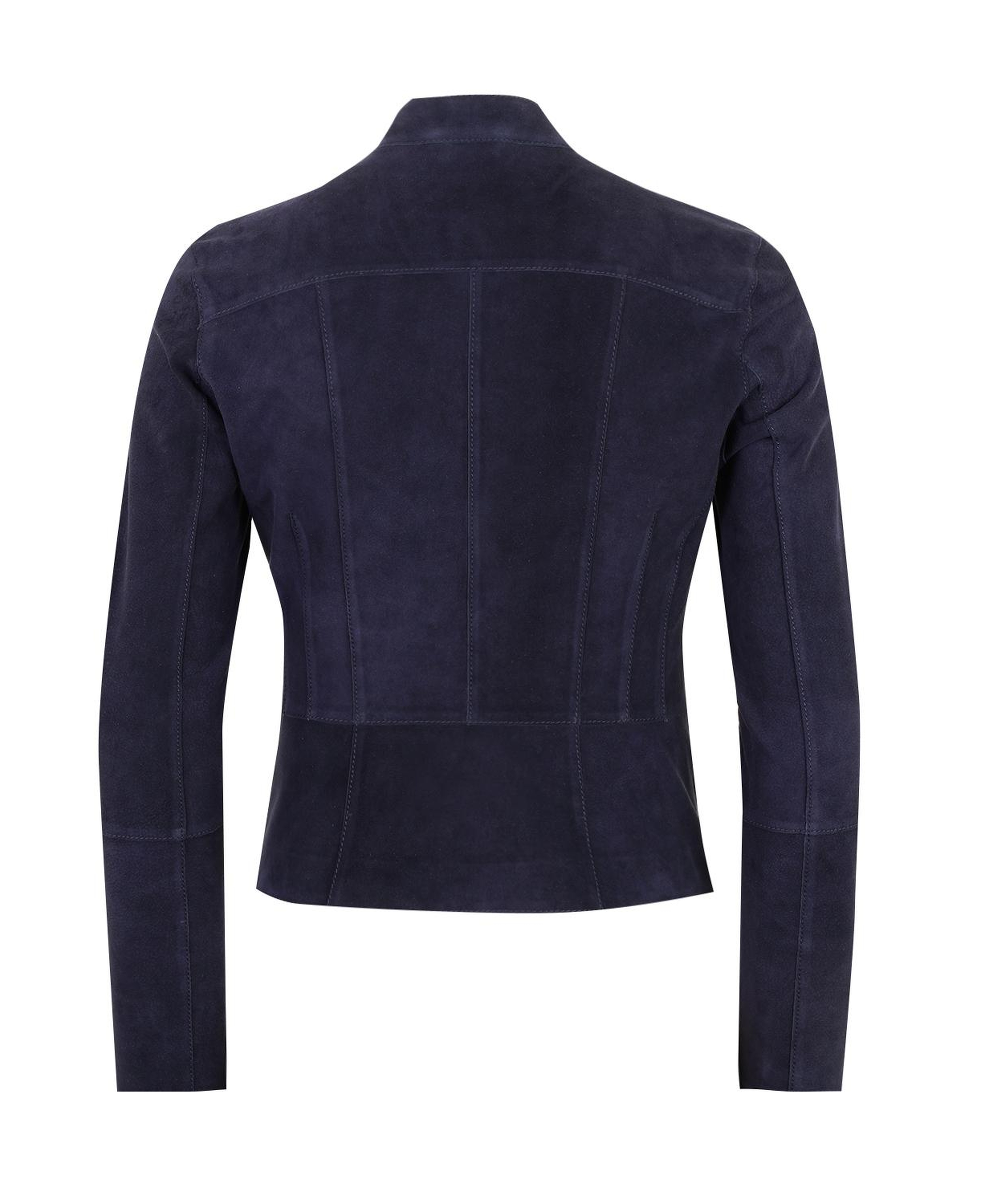 Chantoya Lacivert Kadın Biker Süet Deri Ceket