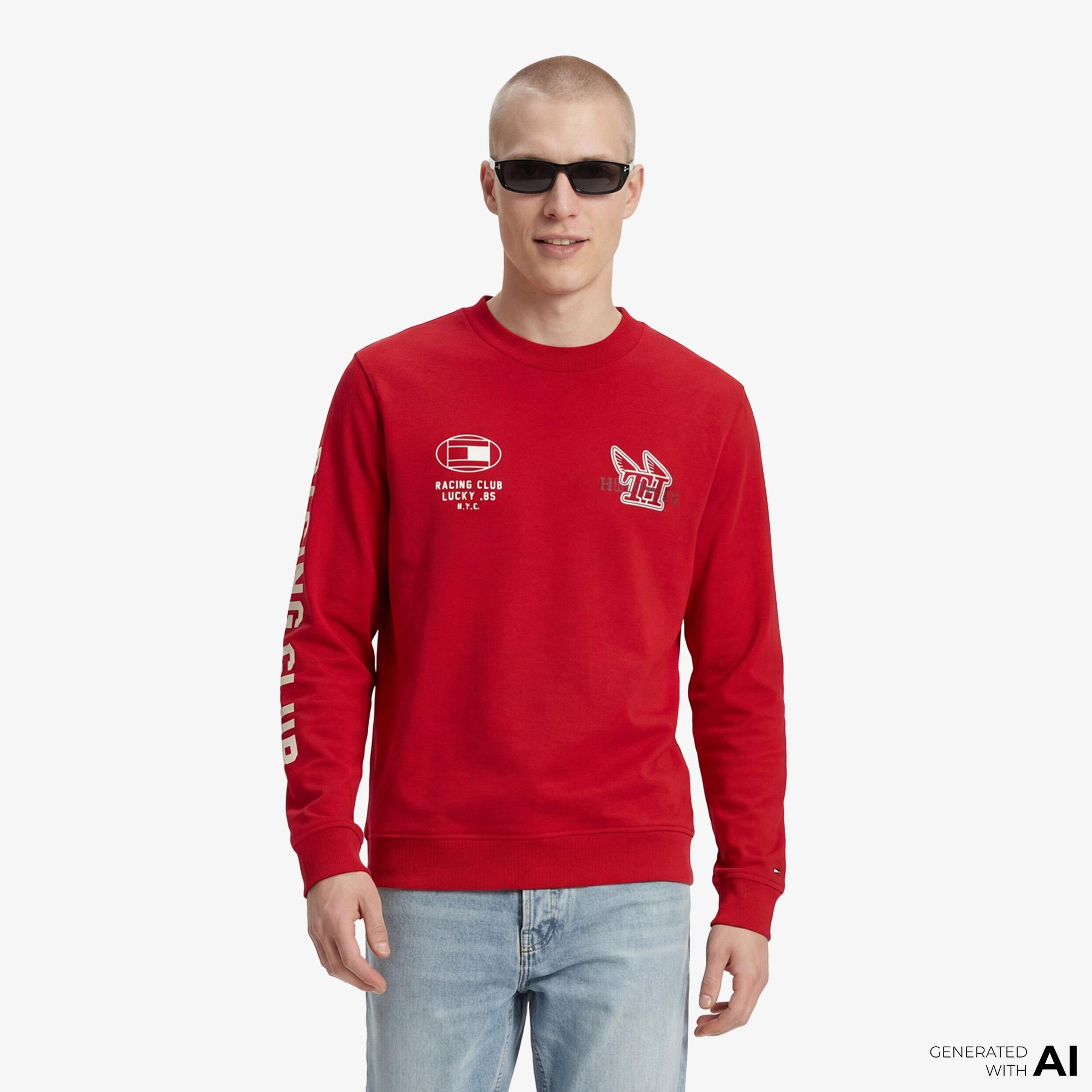 Tommy Hilfiger Moto Pack Erkek Kırmızı Uzun Kollu T-Shirt