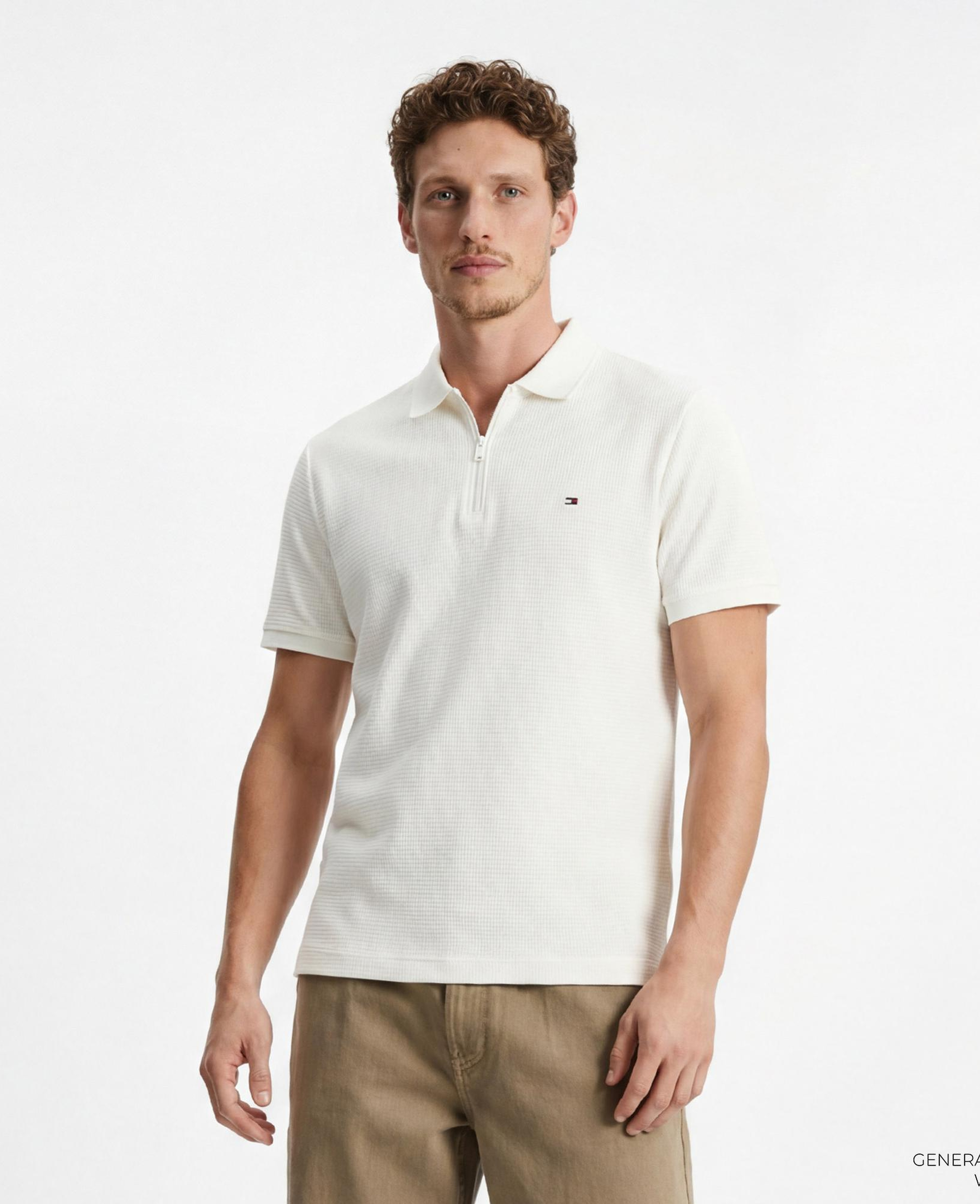 Tommy Hilfiger Performance Erkek Krem Rengi Polo Yaka T-Shirt