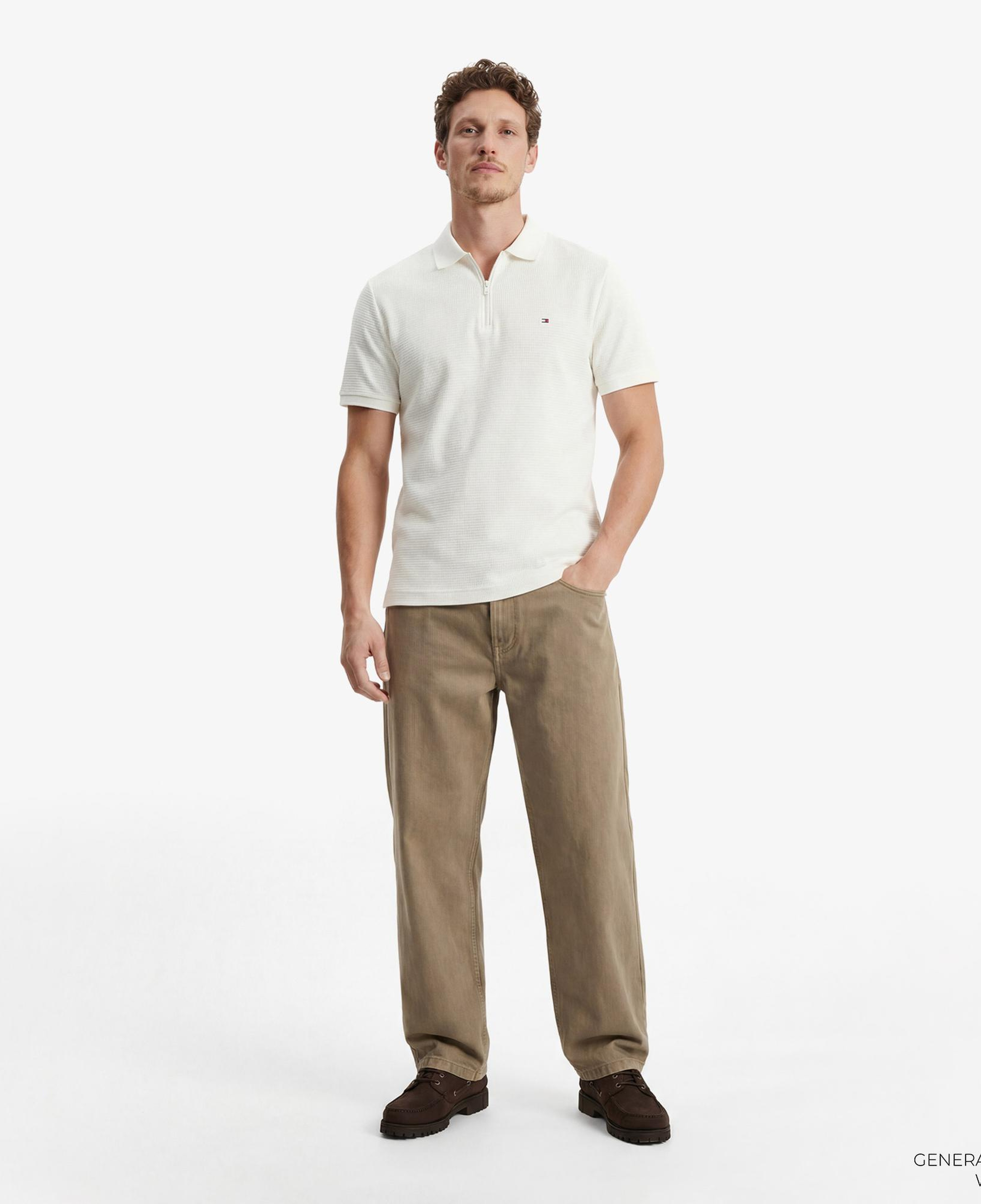 Tommy Hilfiger Performance Erkek Krem Rengi Polo Yaka T-Shirt