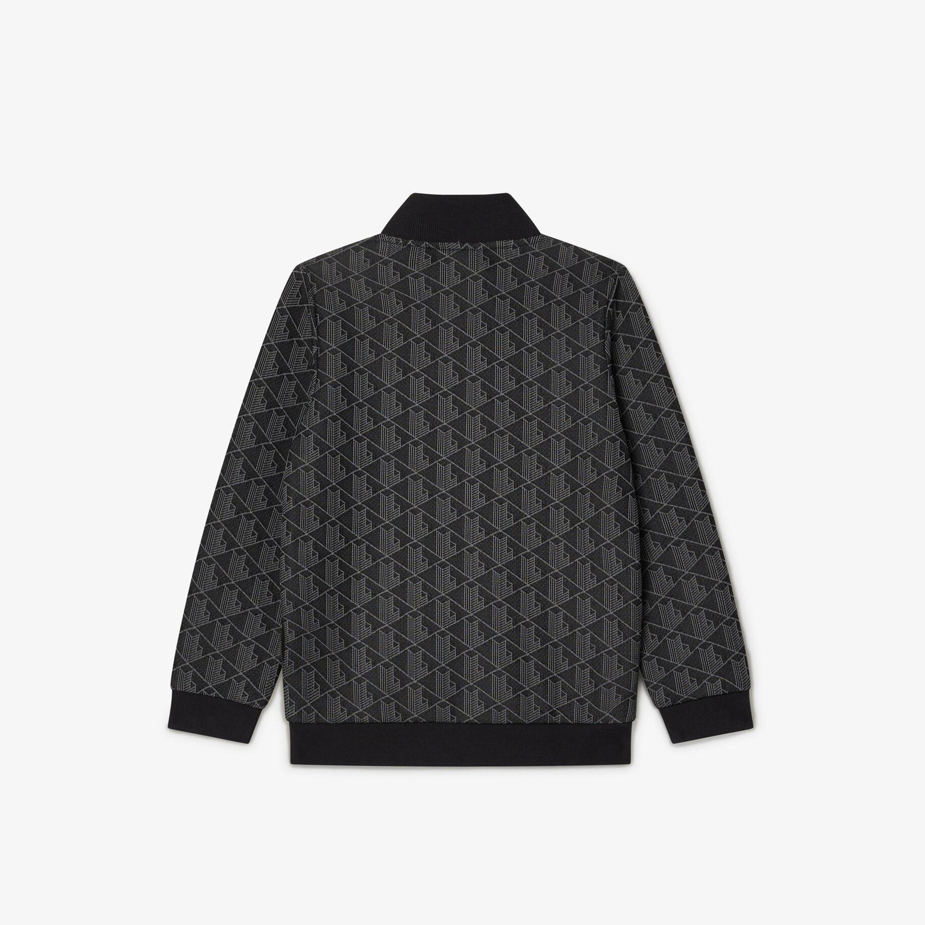 Lacoste Çocuk Fermuarlı Monogram Siyah Sweatshirt