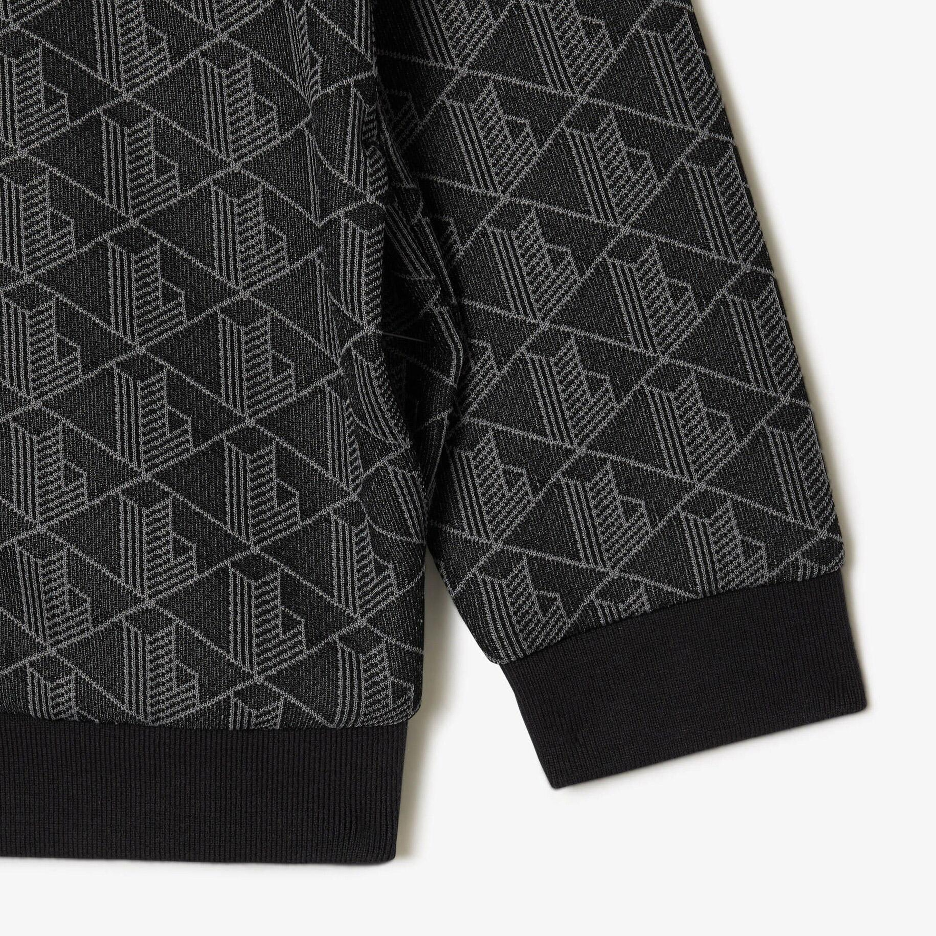 Lacoste Çocuk Fermuarlı Monogram Siyah Sweatshirt