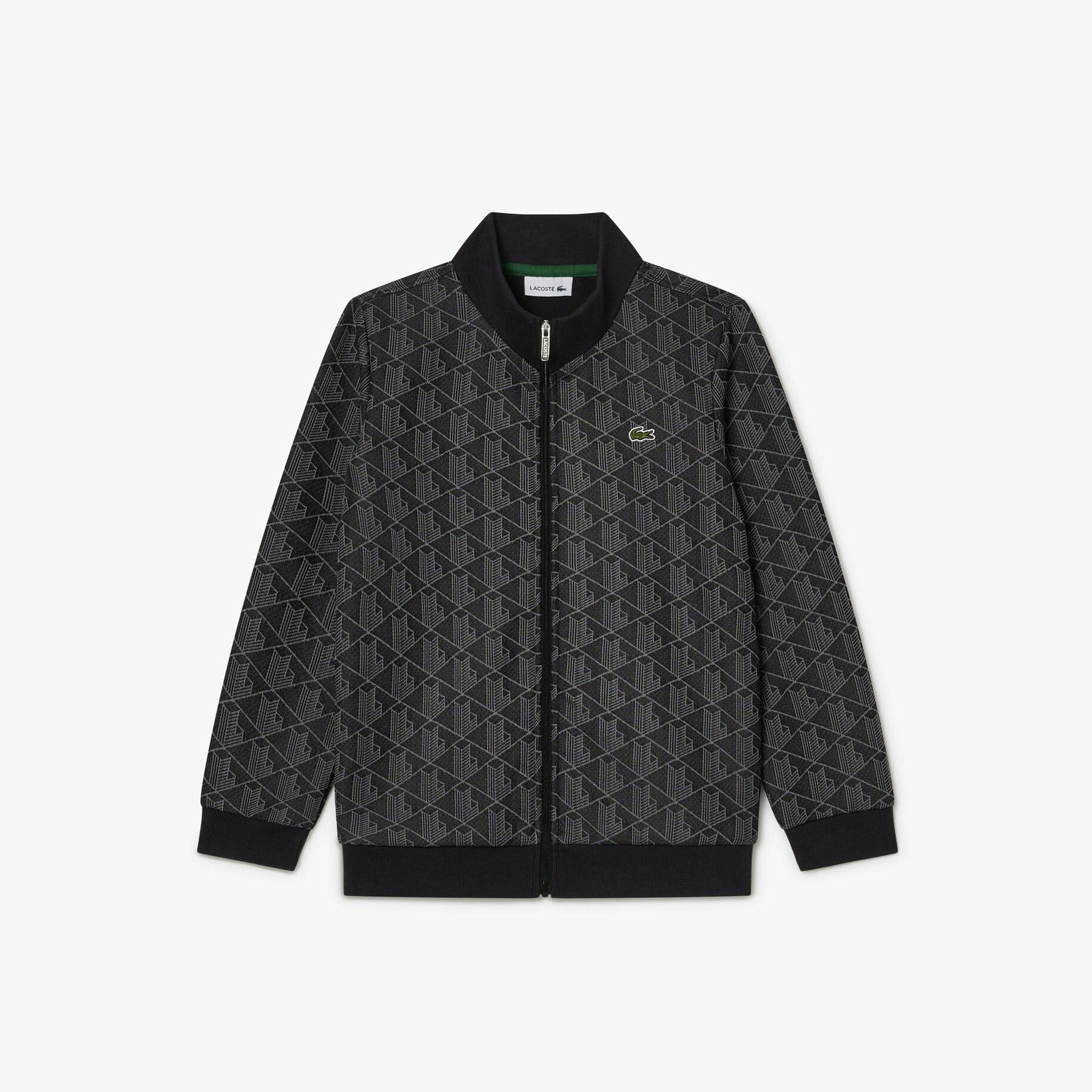Lacoste Çocuk Fermuarlı Monogram Siyah Sweatshirt