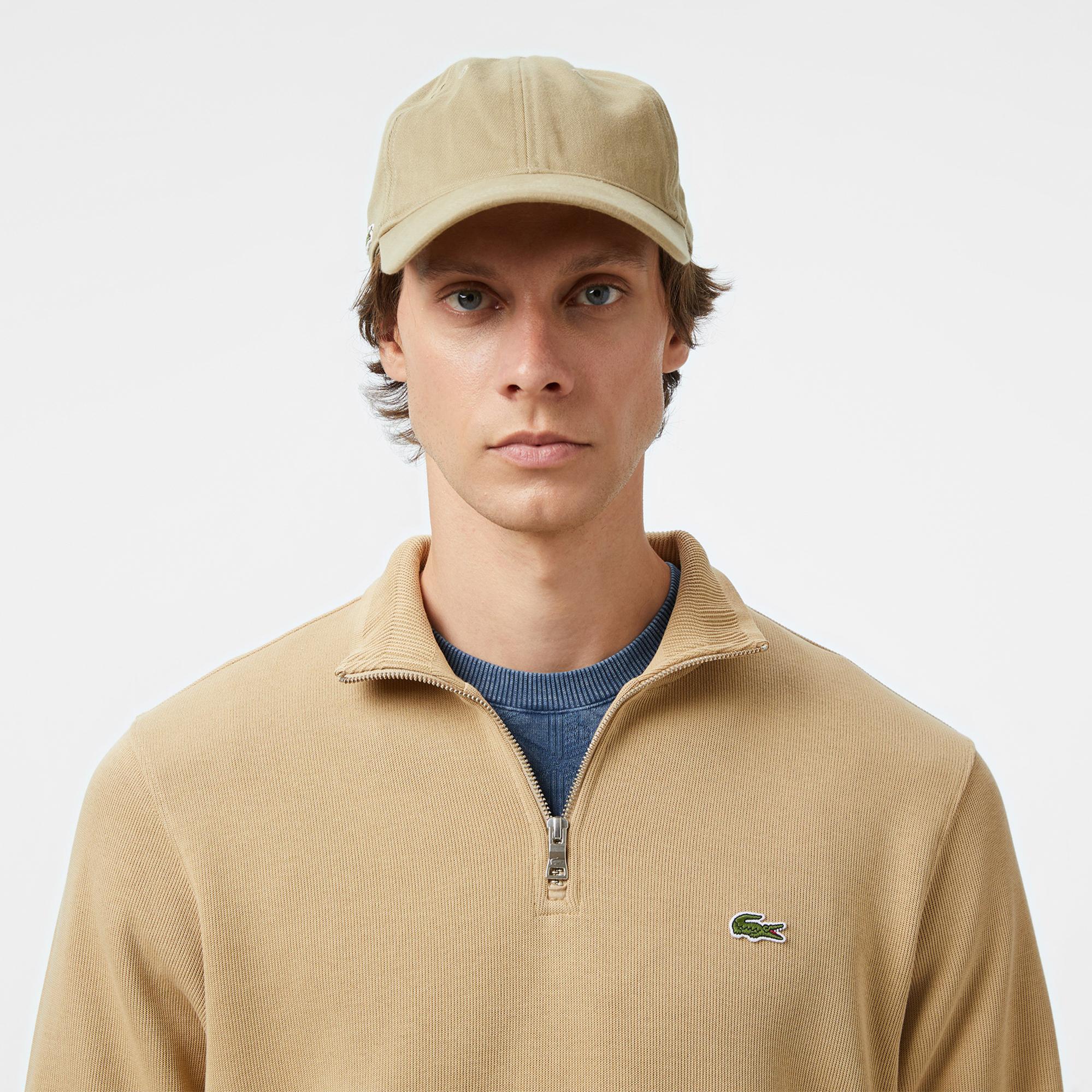Lacoste Erkek Classic Fit Yarım Fermuarlı Bej Sweatshirt