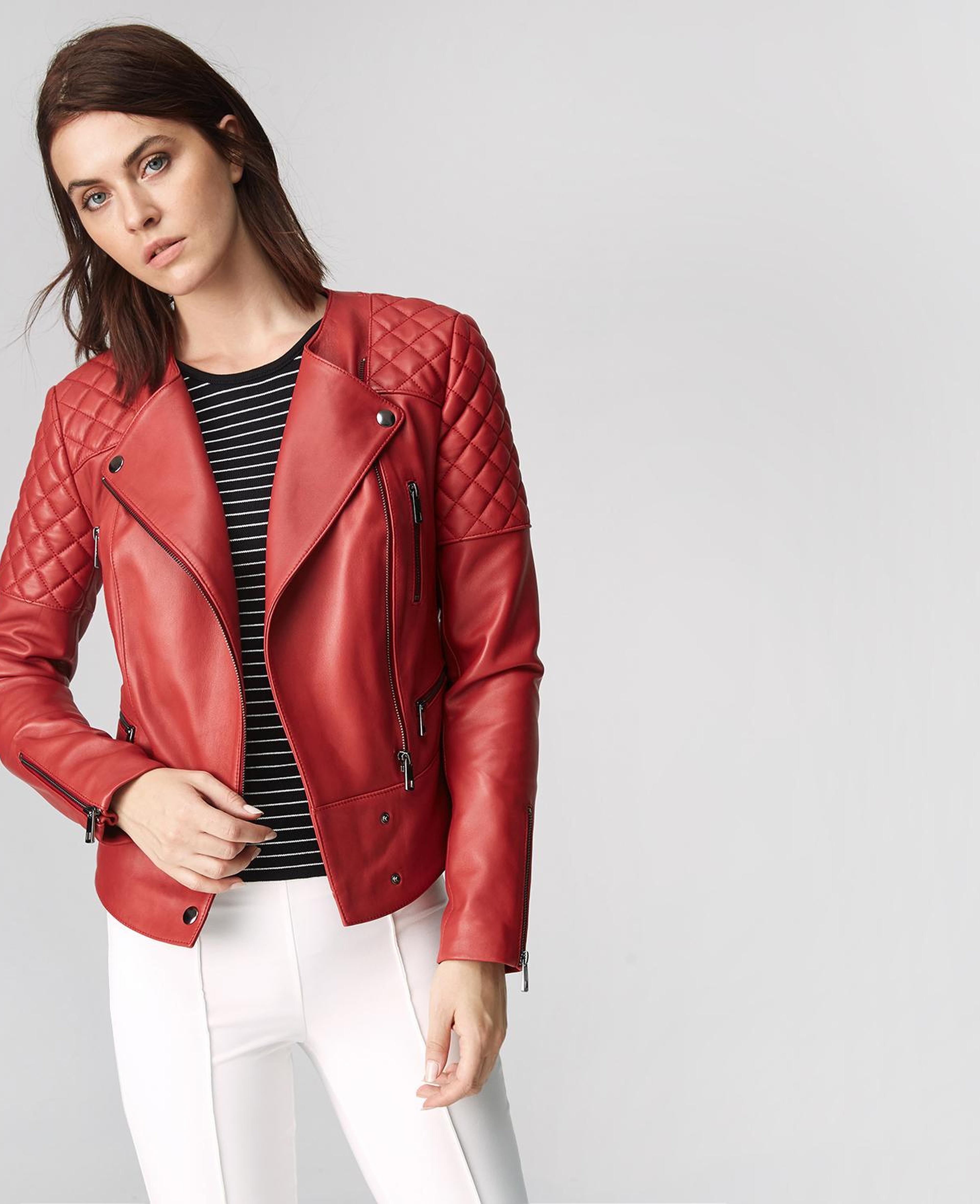 Kırmızı Adonita Kadın Deri Mont