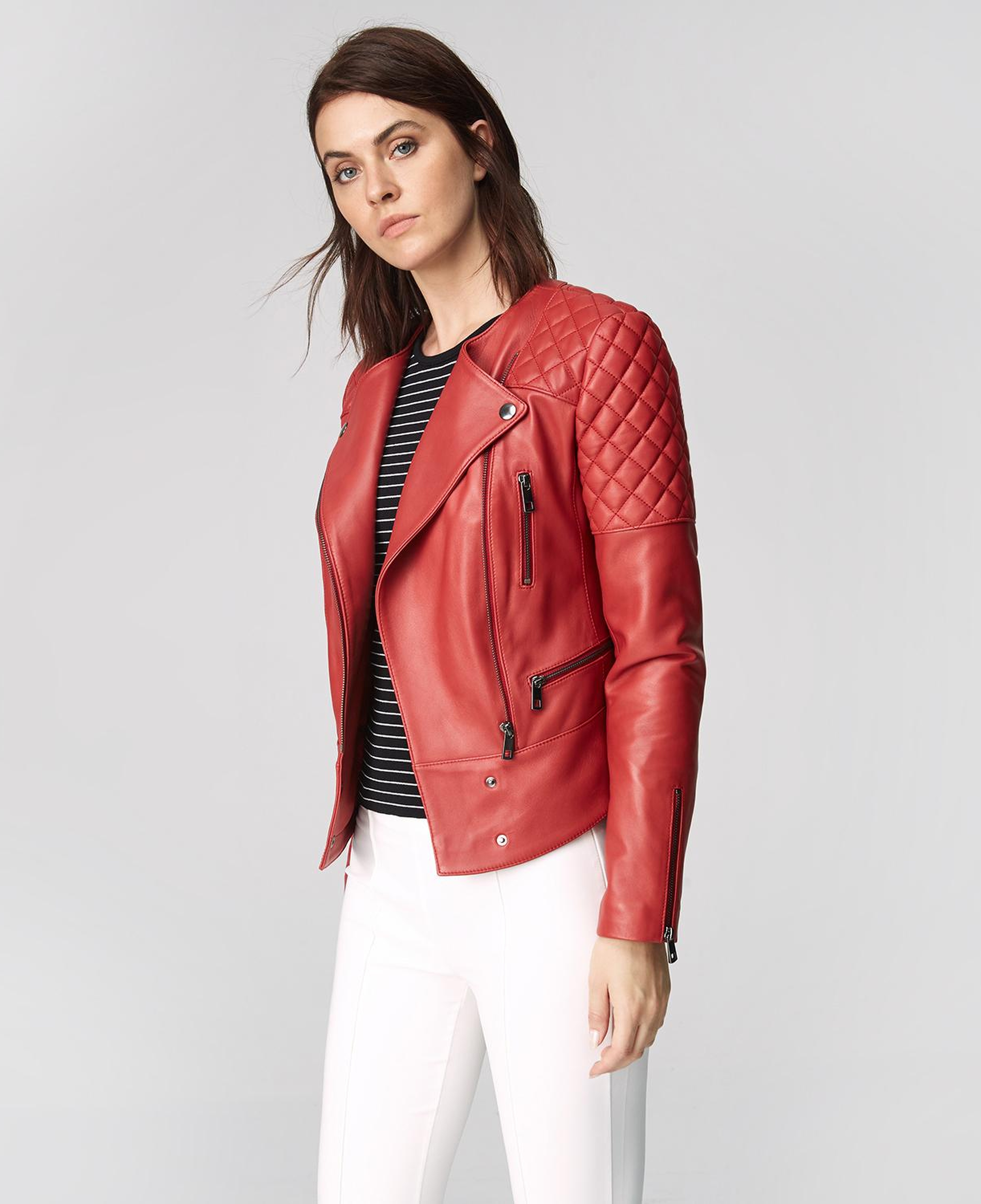 Kırmızı Adonita Kadın Deri Mont