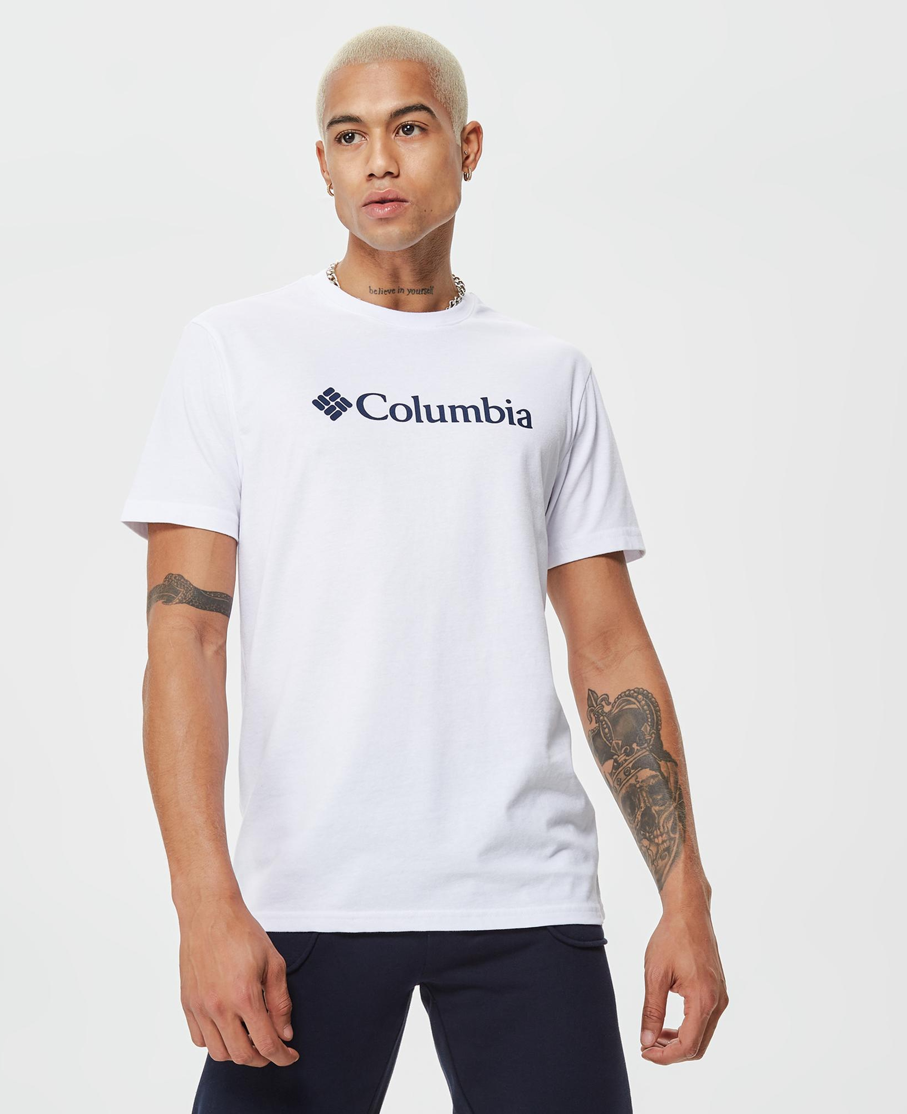 Columbia Basic Big Logo Brushed Erkek Beyaz T-Shirt