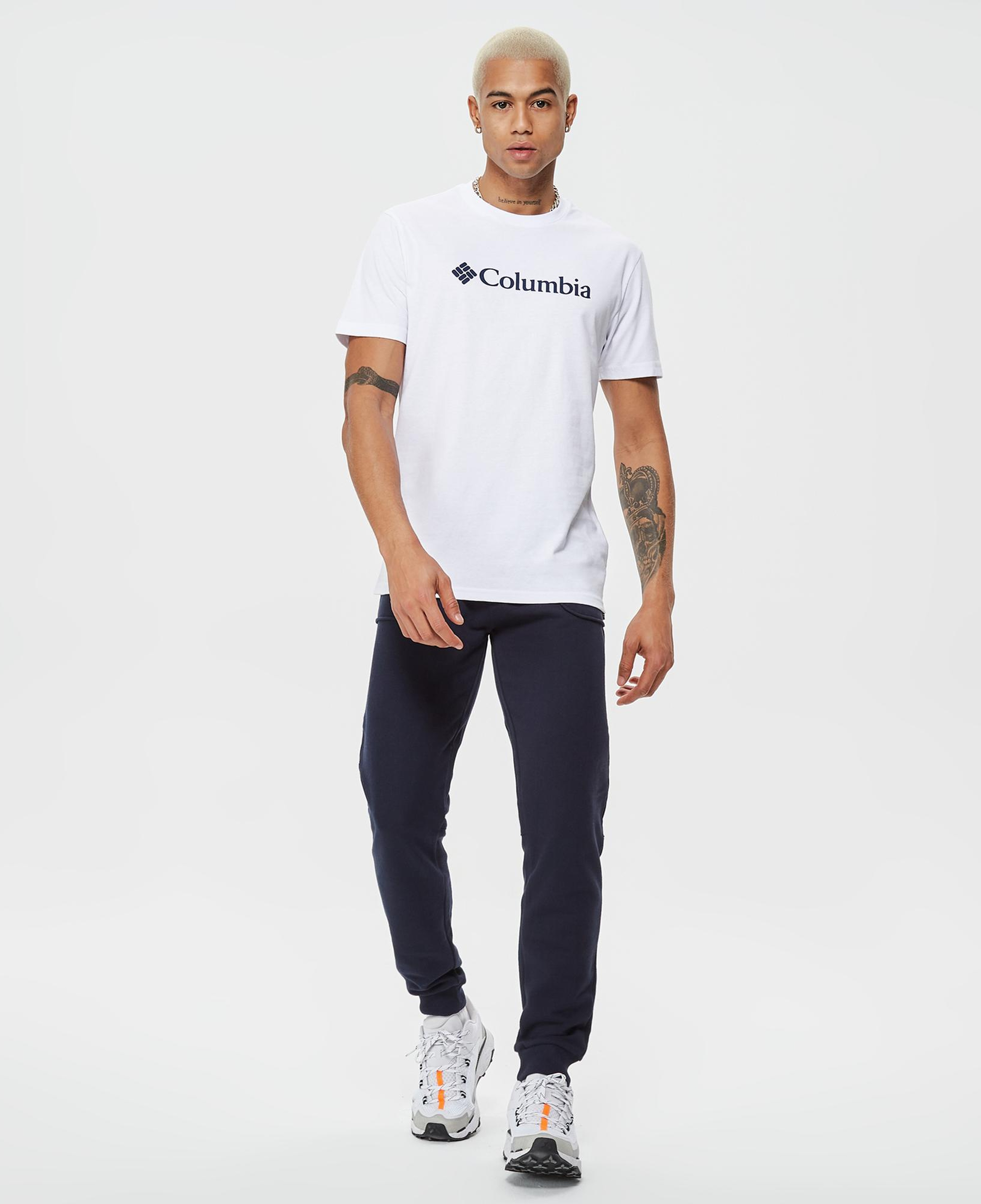 Columbia Basic Big Logo Brushed Erkek Beyaz T-Shirt