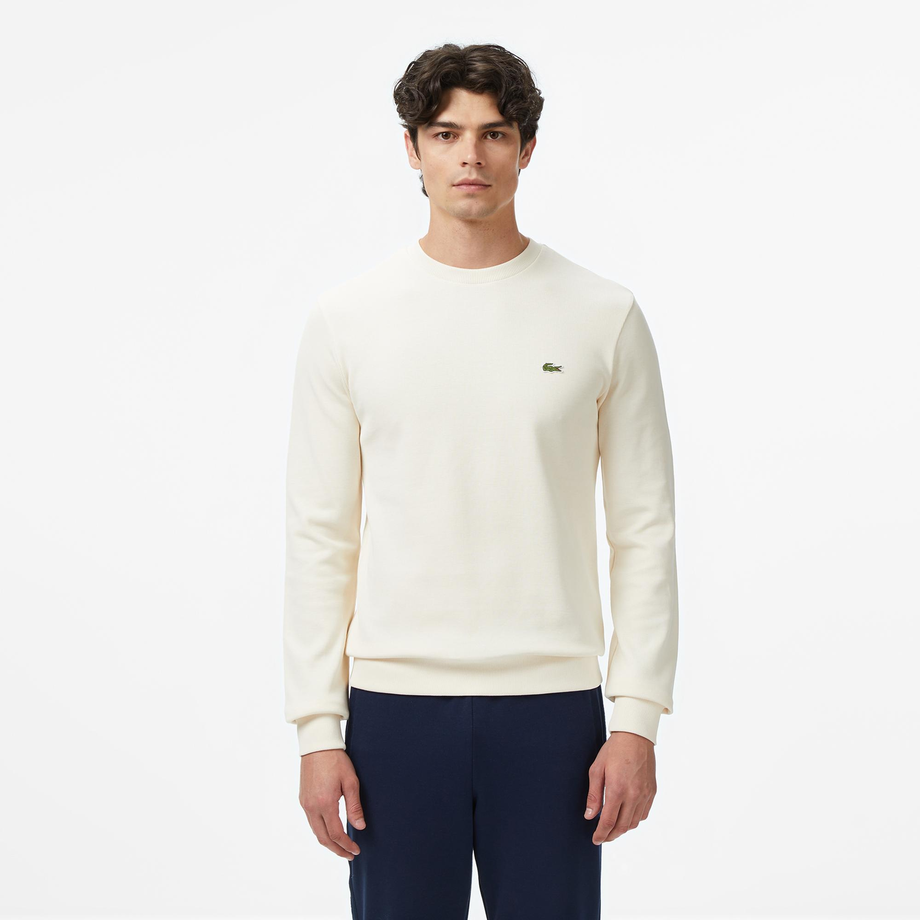 Lacoste Erkek Regular Fit Uzun Kollu Bisiklet Yaka Krem T-Shirt