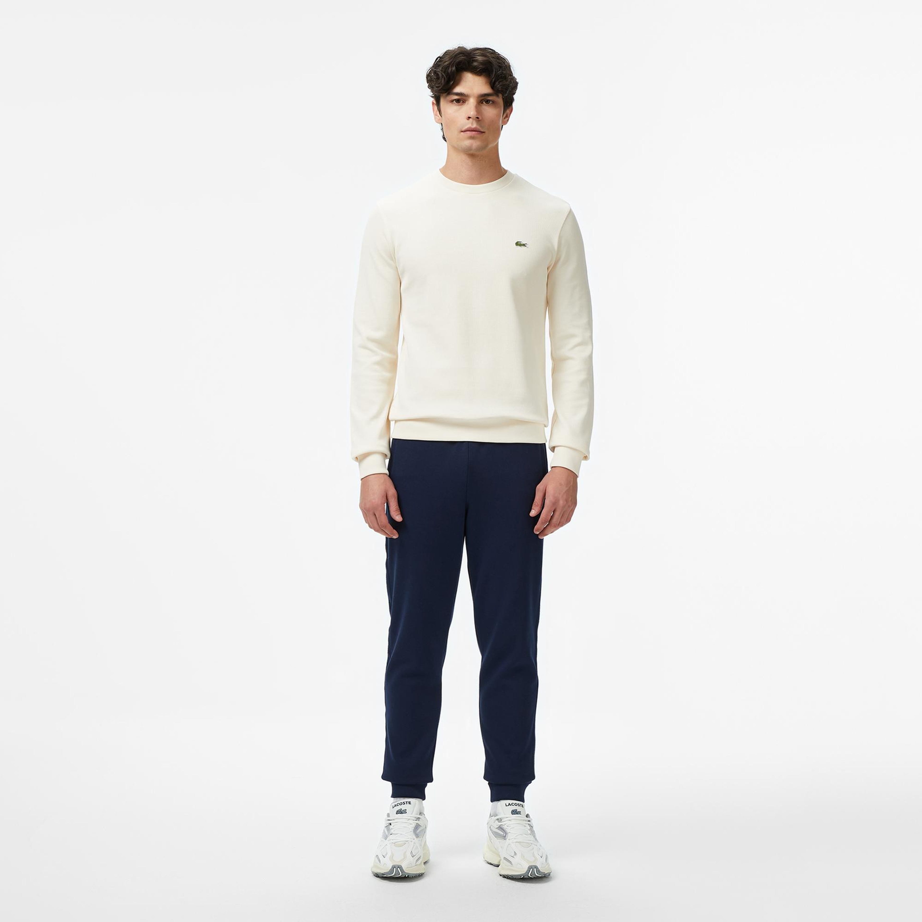 Lacoste Erkek Regular Fit Uzun Kollu Bisiklet Yaka Krem T-Shirt