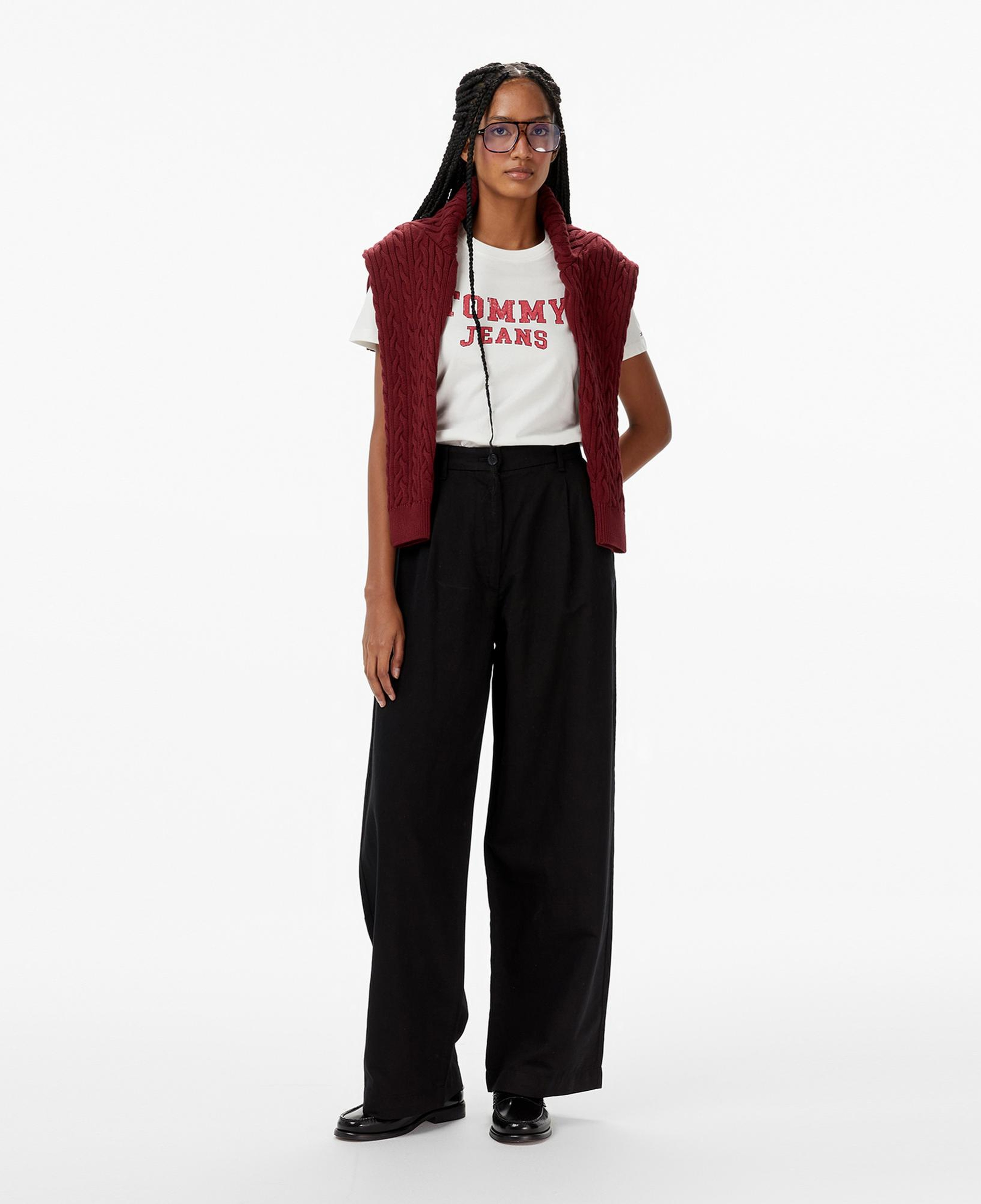 Tommy Hilfiger Tencel Linen Wide Leg Kadın Siyah Pantolon