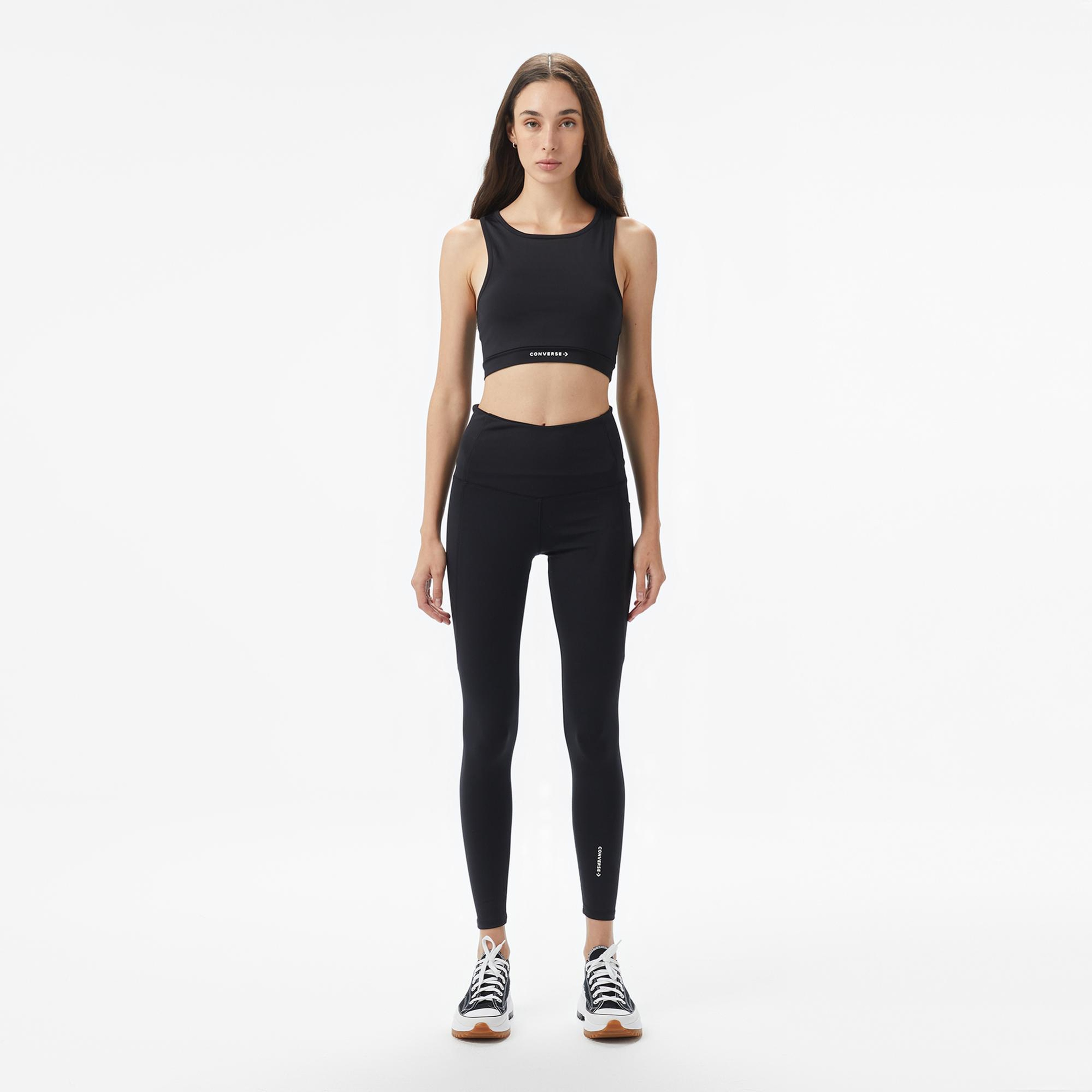 Converse Star Chevron Baskılı Slim Fit Kadın Siyah Tayt