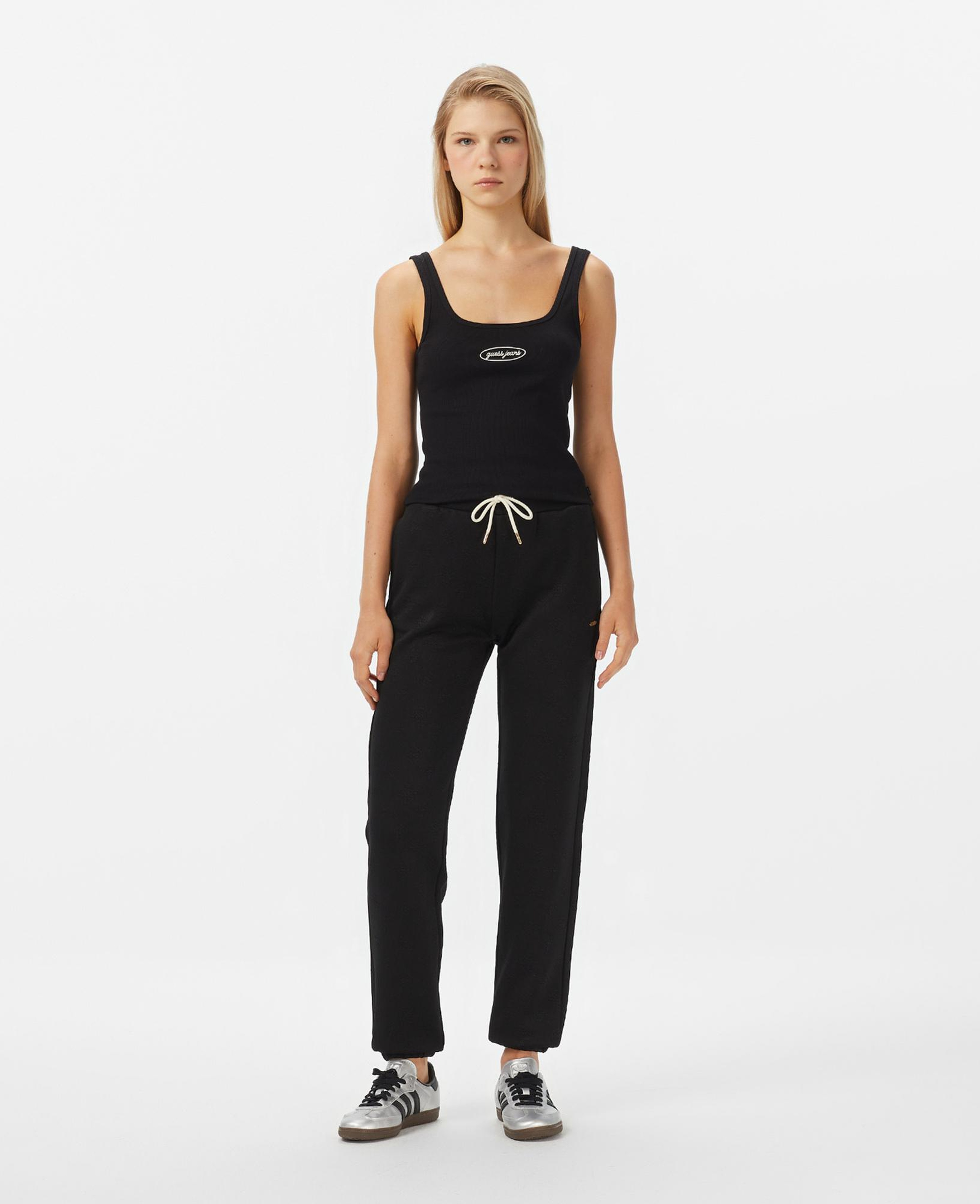 Guess Peony Regular Fit Kadın Siyah Eşofman Altı