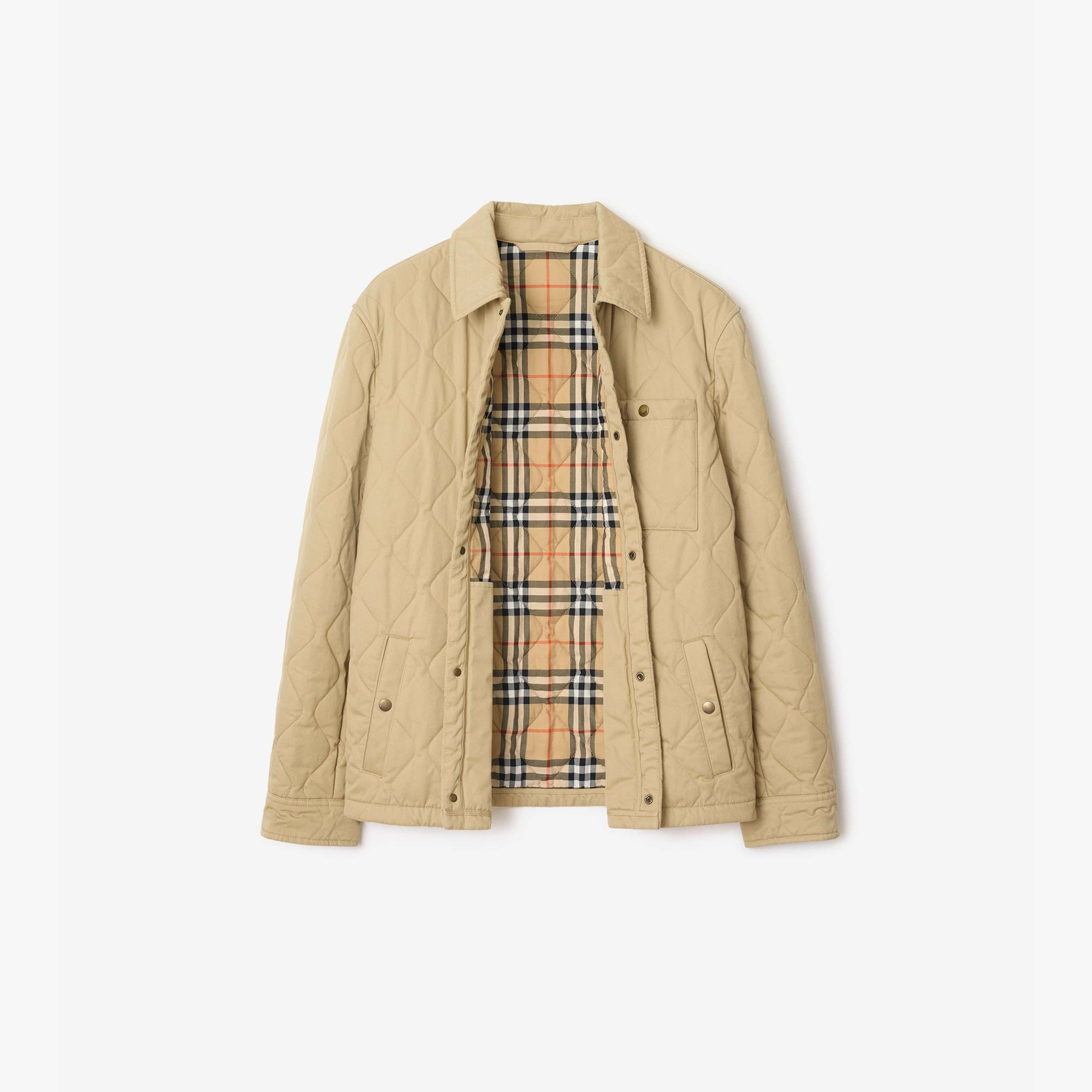 Burberry Quilted Gabardine Erkek Bej Mont