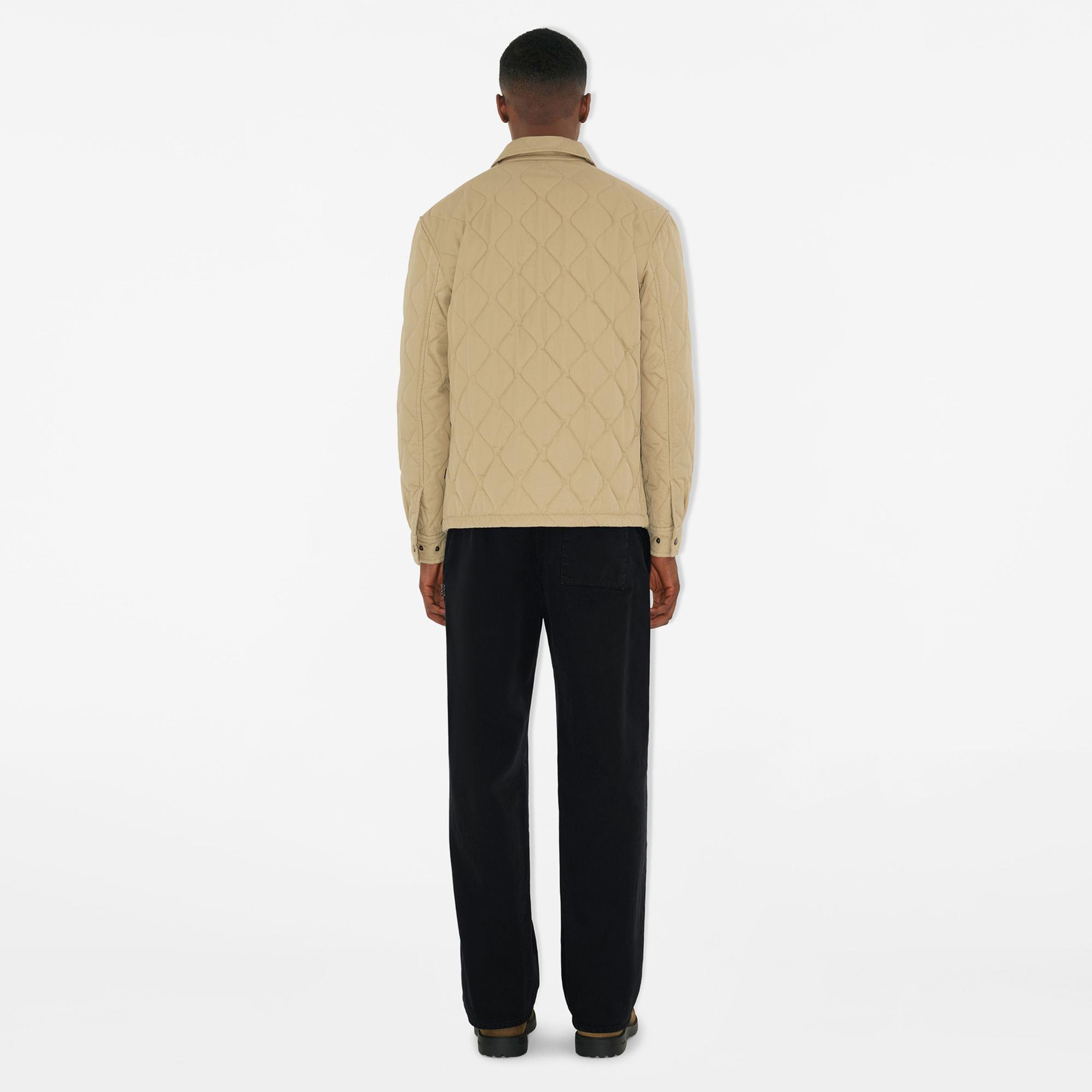 Burberry Quilted Gabardine Erkek Bej Mont
