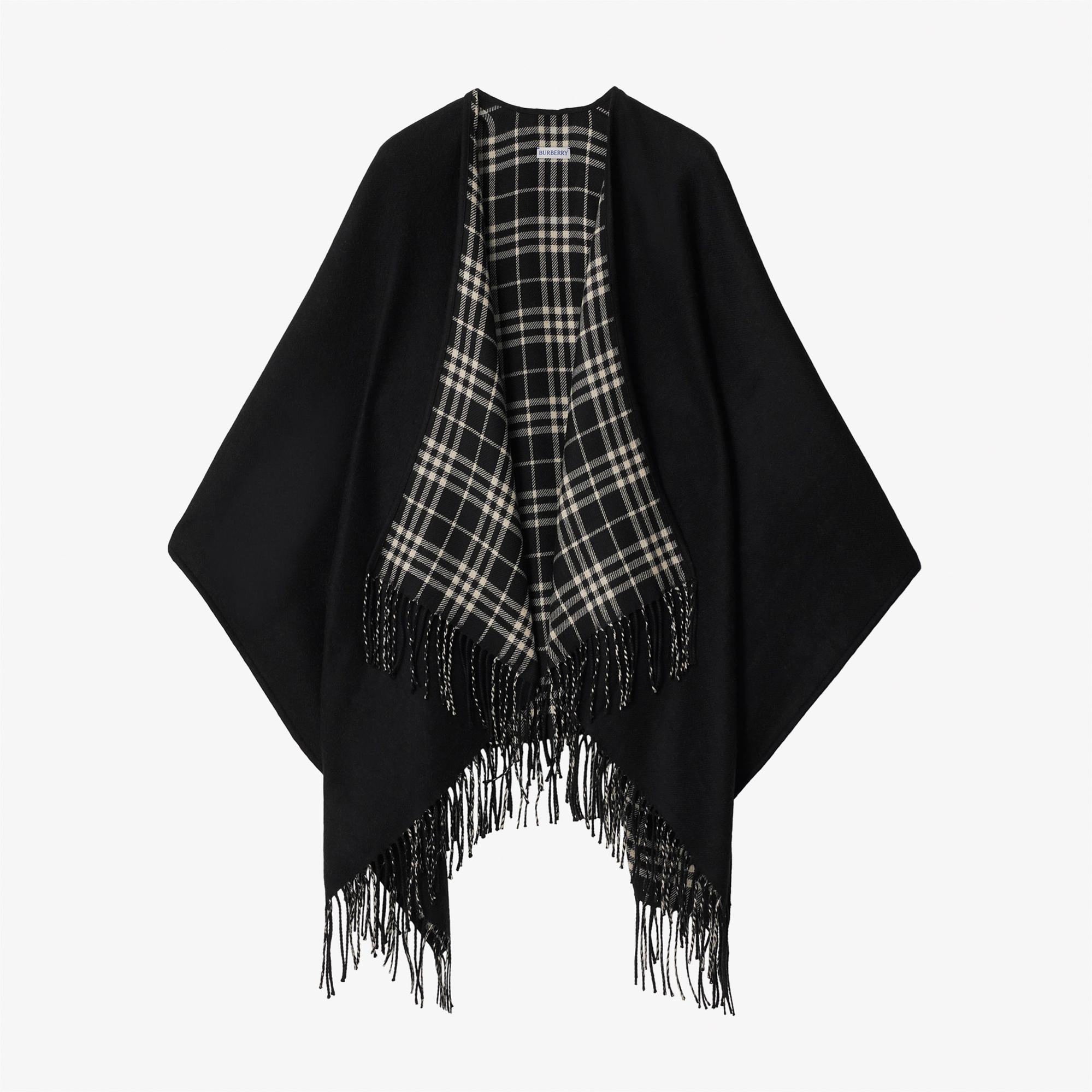 Burberry Reversible Check Yün Kadın Siyah Panço