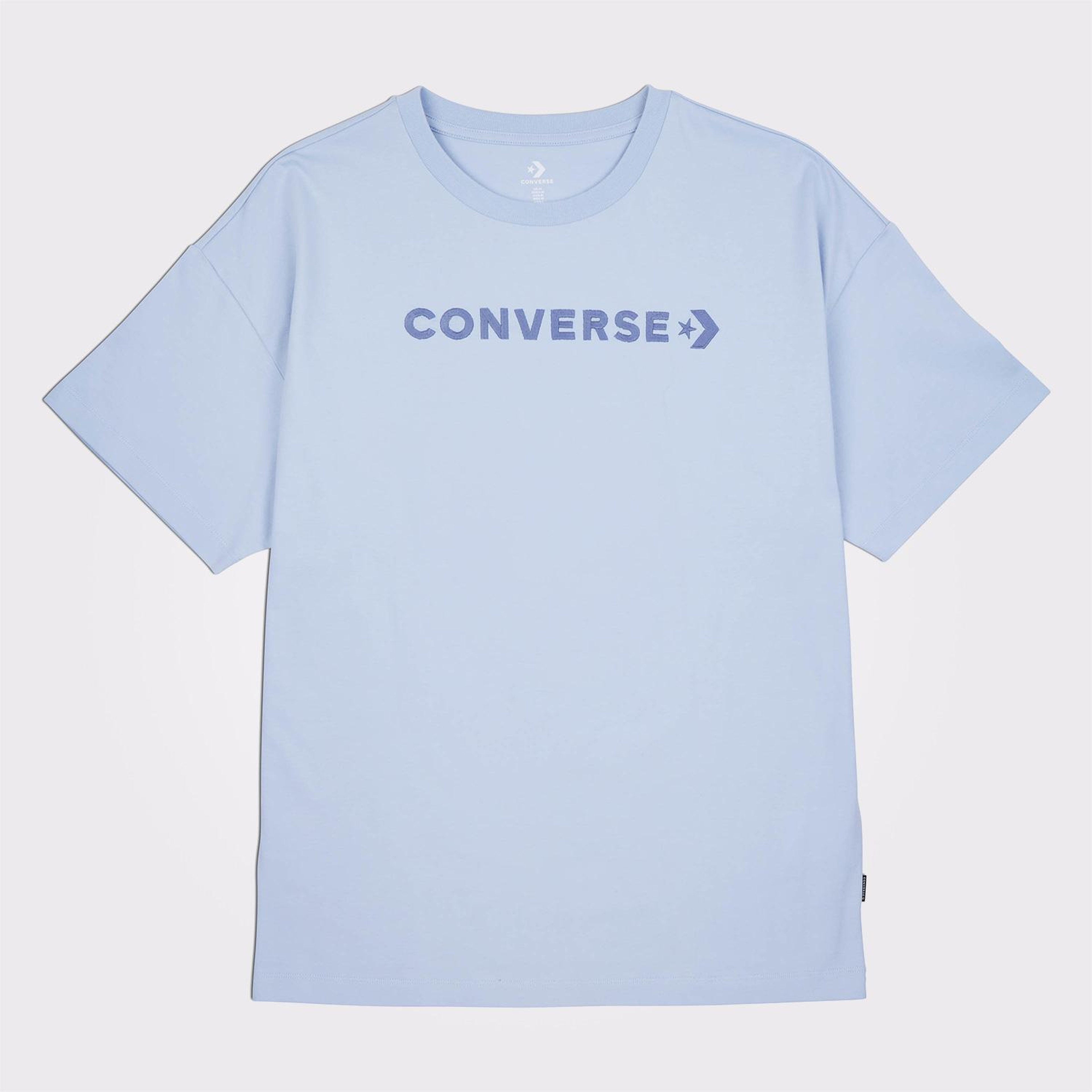 Converse Oversized Wordmark Kadın Mavi T-Shirt