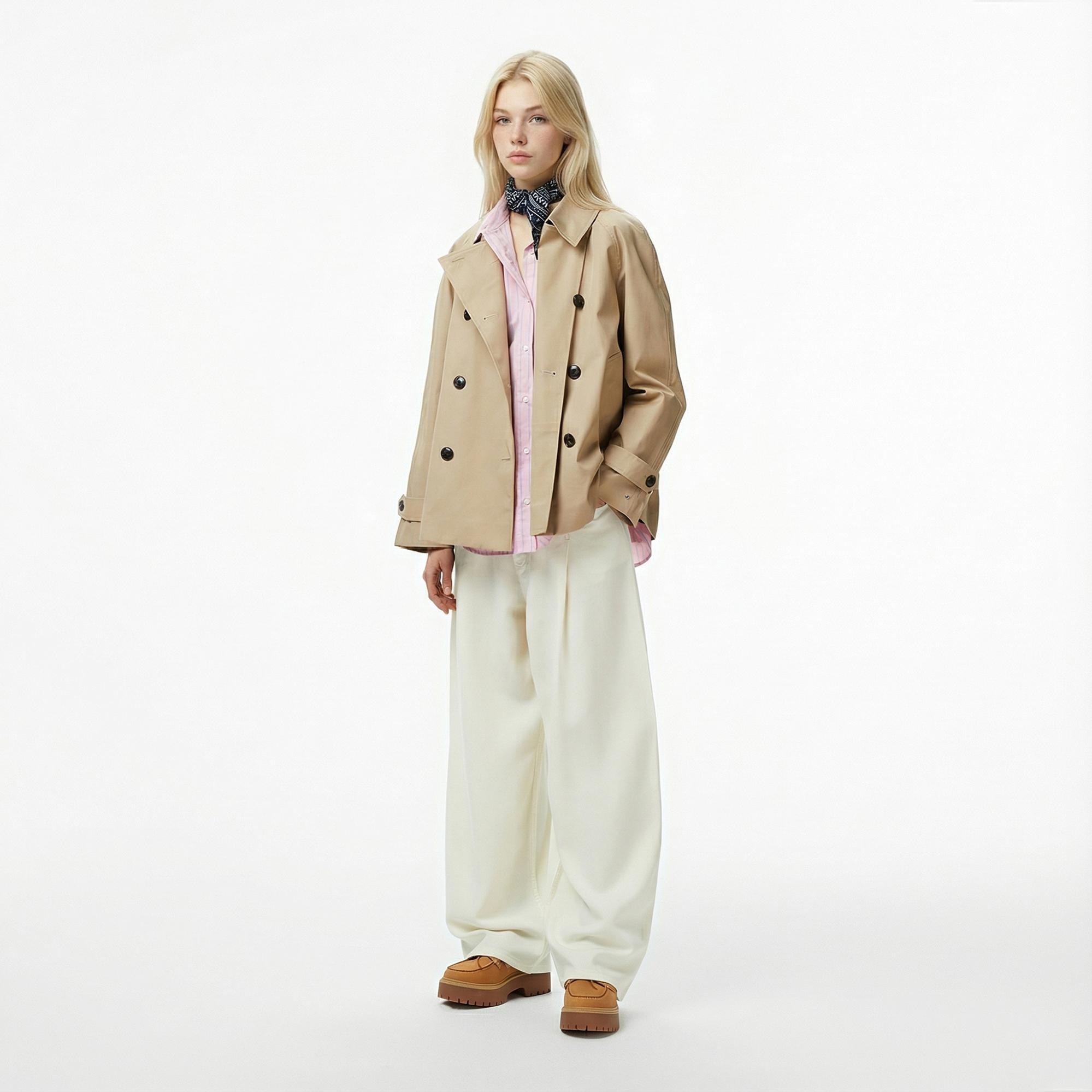 Tommy Hilfiger Cotton Kadın Trençkot Bej Trençkot