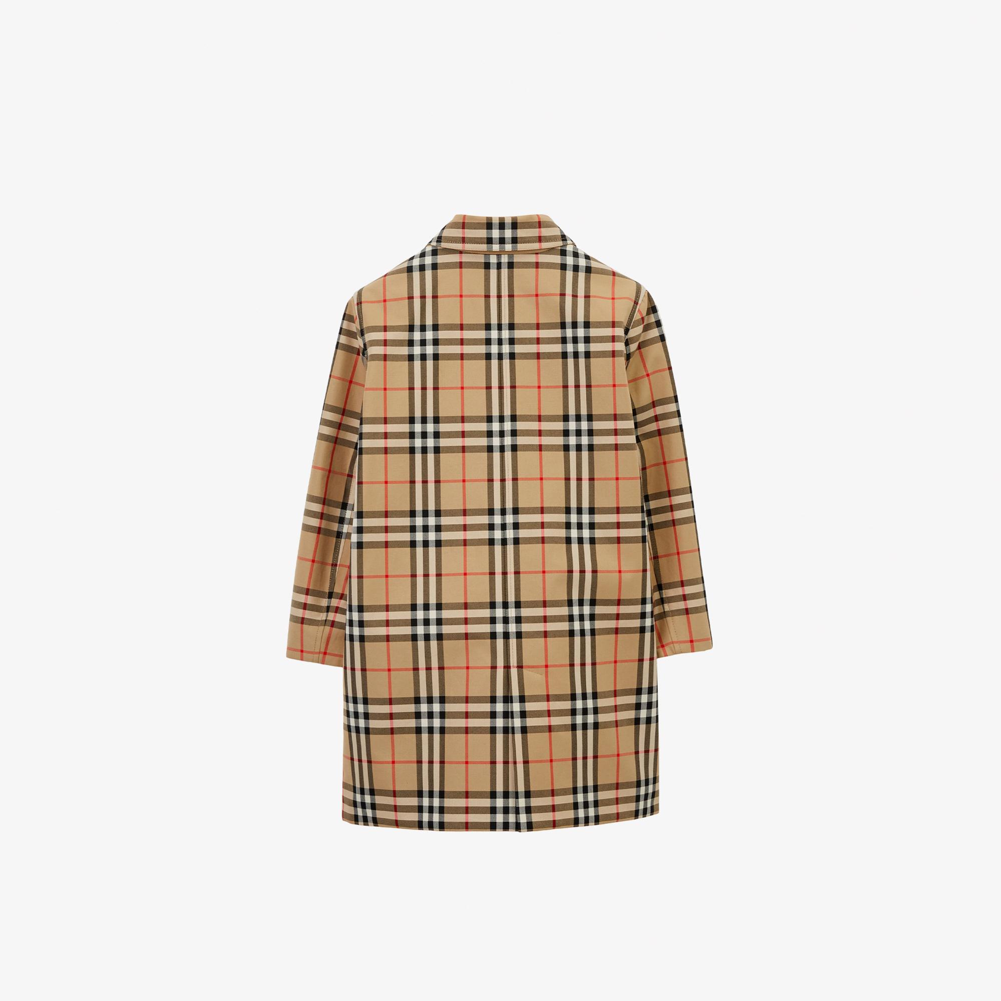 Burberry Reversible Check Gabardine Car Çocuk Bej Trençkot