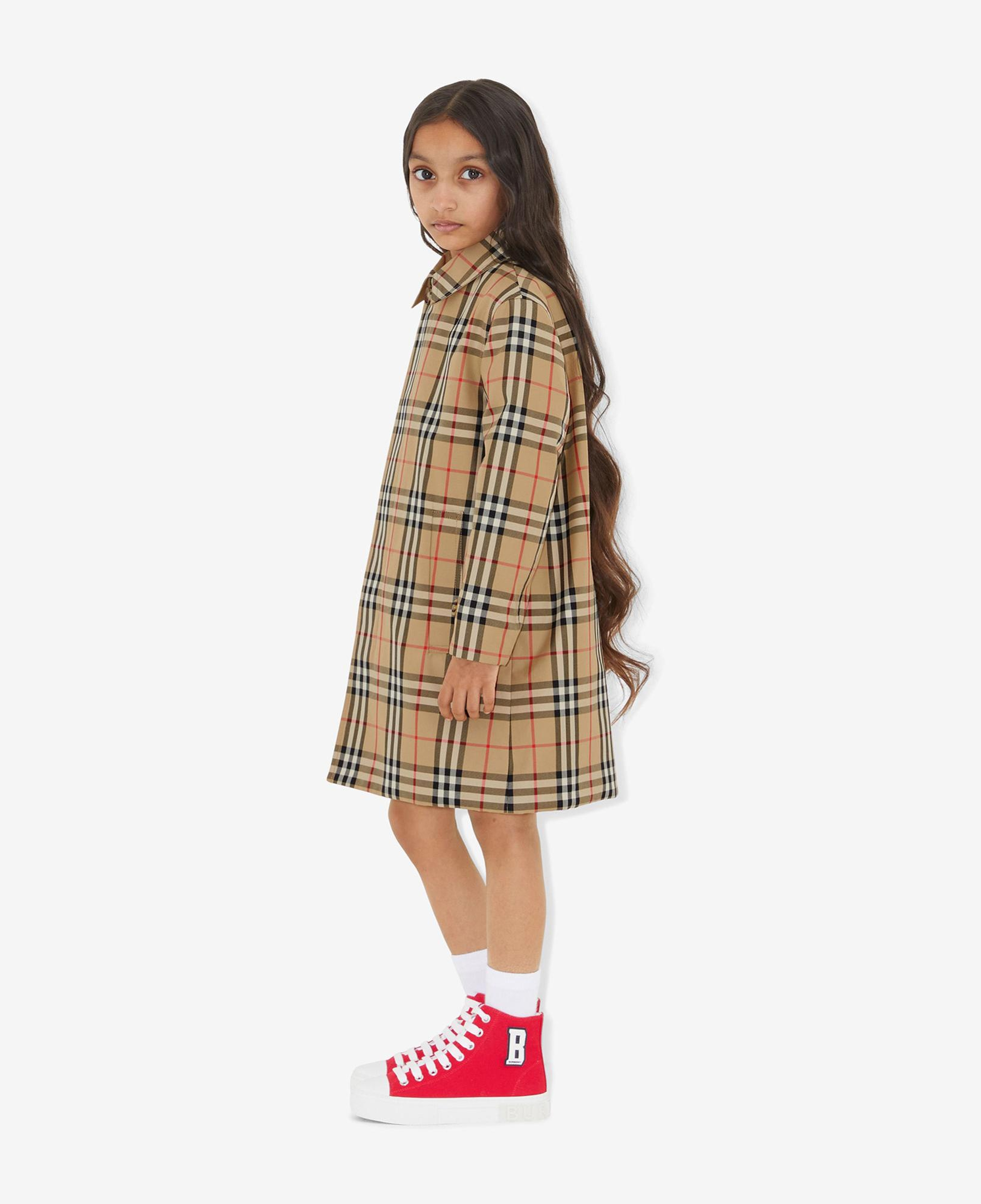 Burberry Reversible Check Gabardine Car Çocuk Bej Trençkot