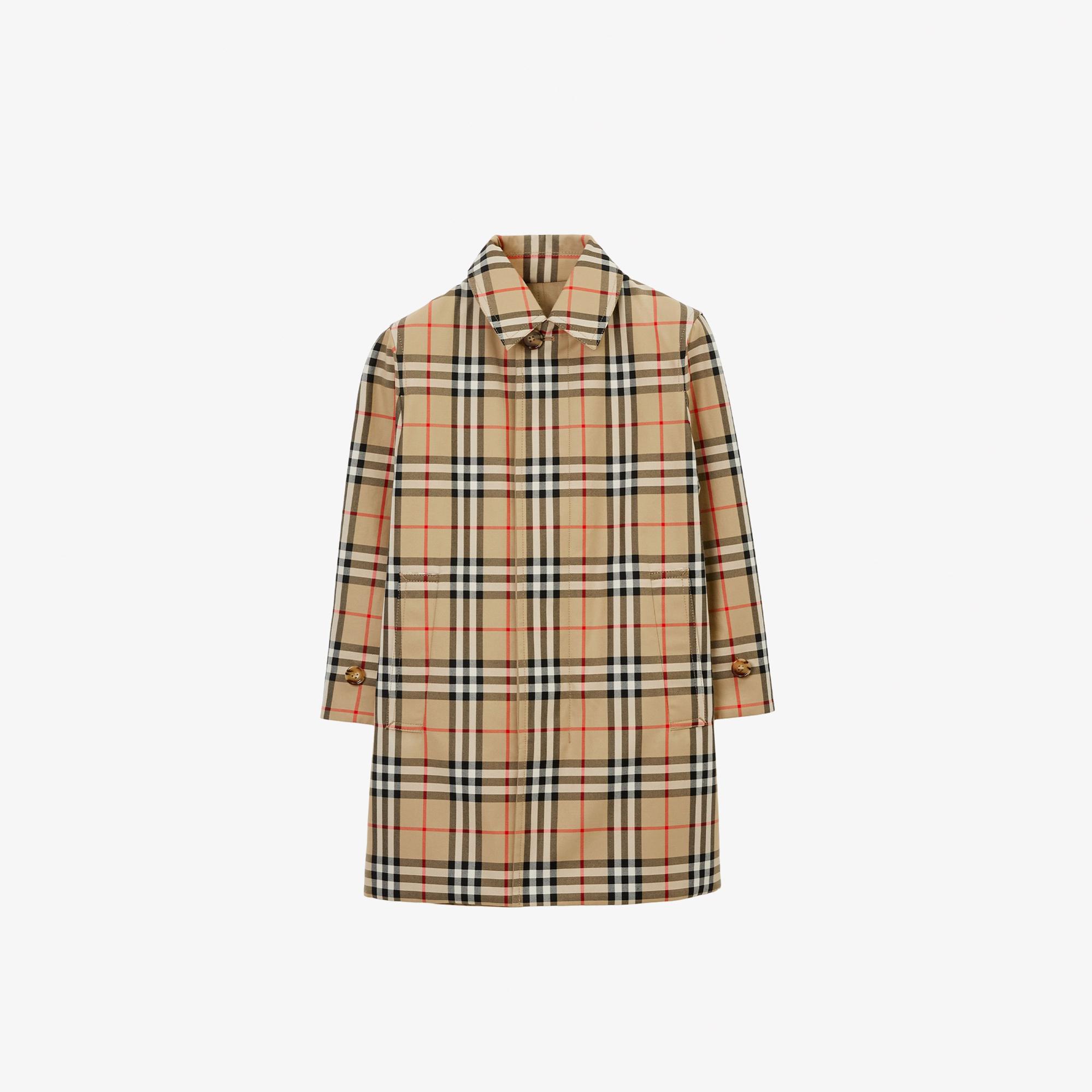 Burberry Reversible Check Gabardine Car Çocuk Bej Trençkot