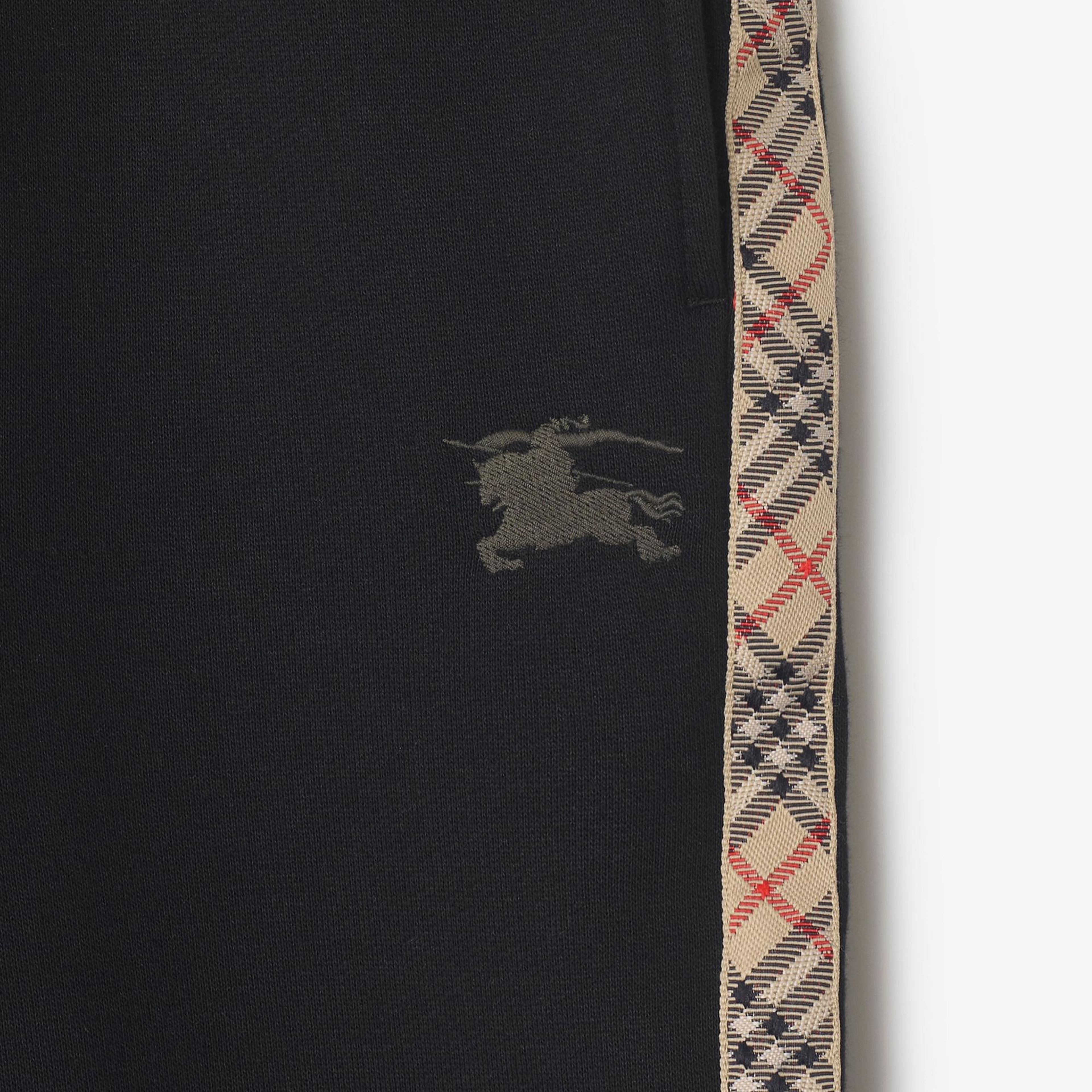 Burberry Jackson Tape Check Trim Cotton Çocuk Siyah Eşofman Altı