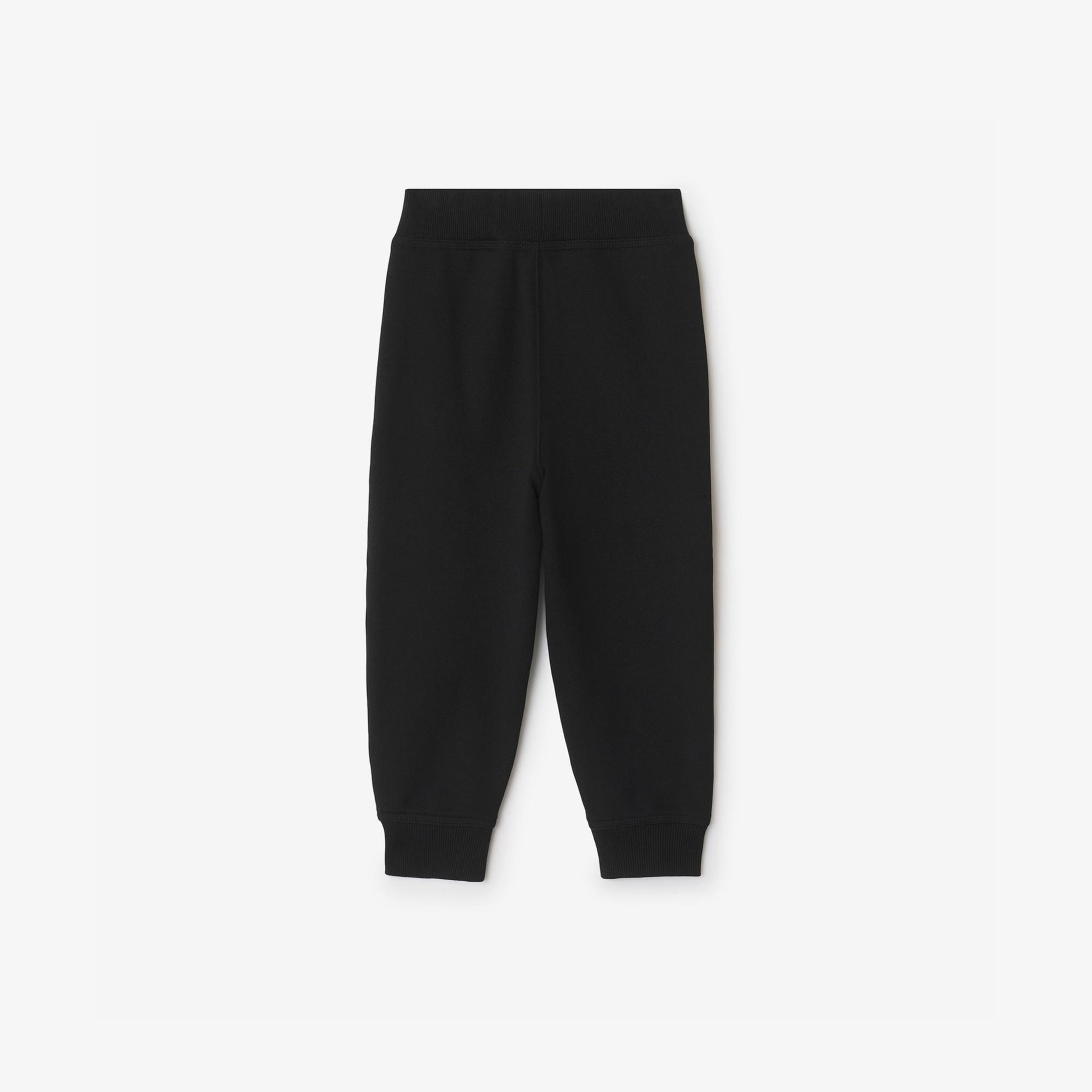 Burberry Jackson Tape Check Trim Cotton Çocuk Siyah Eşofman Altı